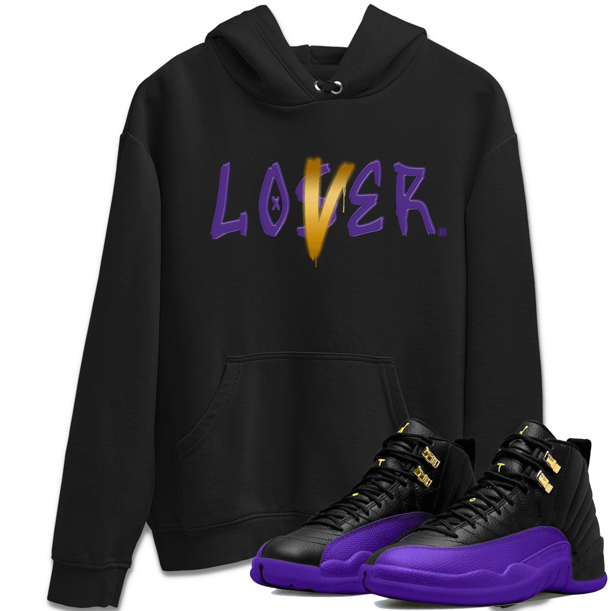 Air Jordan 12 Field Purple Sneaker Match Tees Loser Lover Sneaker T-Shirts AJ12 Field Purple Sneaker Release Tees Unisex Shirts Black 1