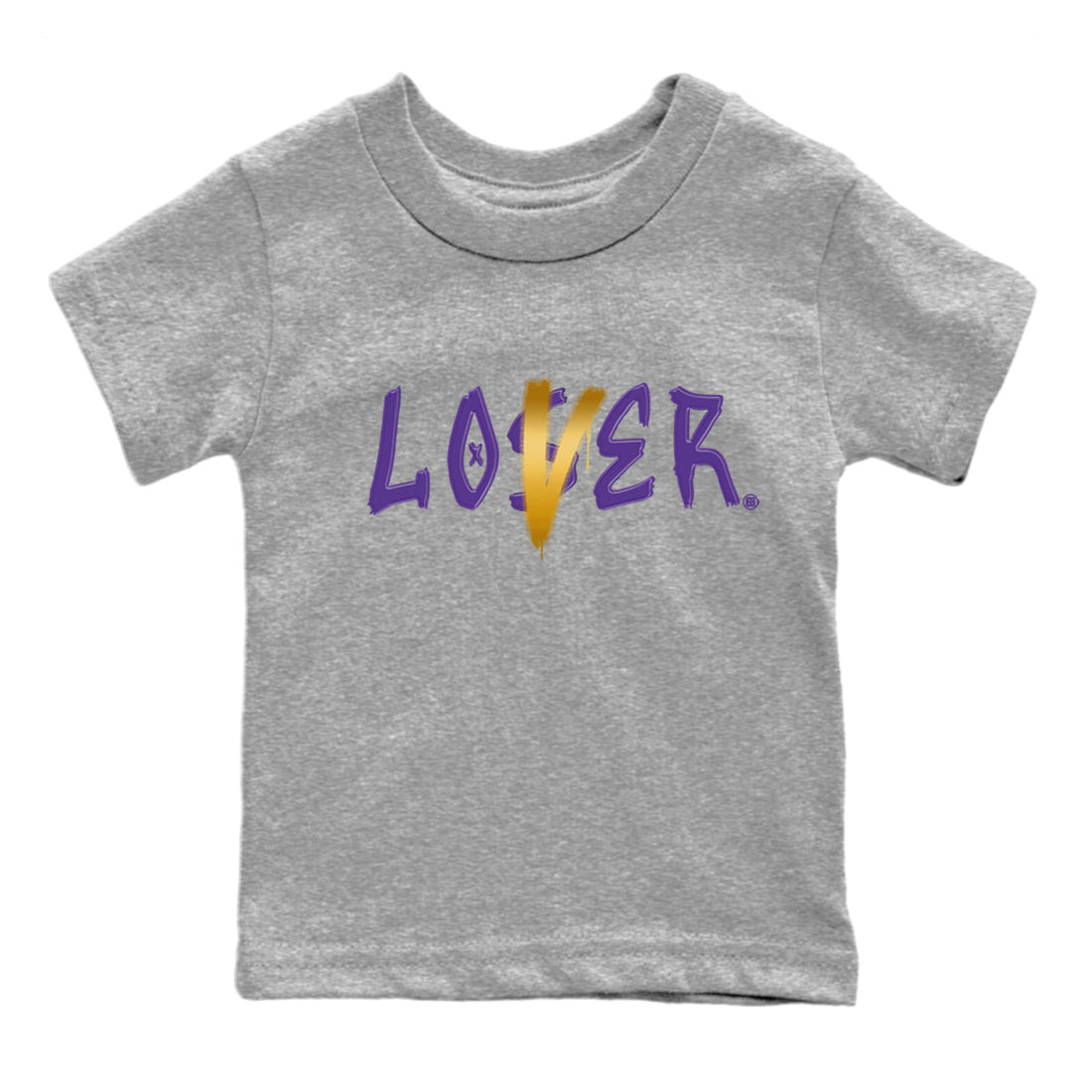 Air Jordan 12 Field Purple Sneaker Match Tees Loser Lover Sneaker Tees AJ12 Field Purple Sneaker Release Tees Kids Shirts Heather Grey 2