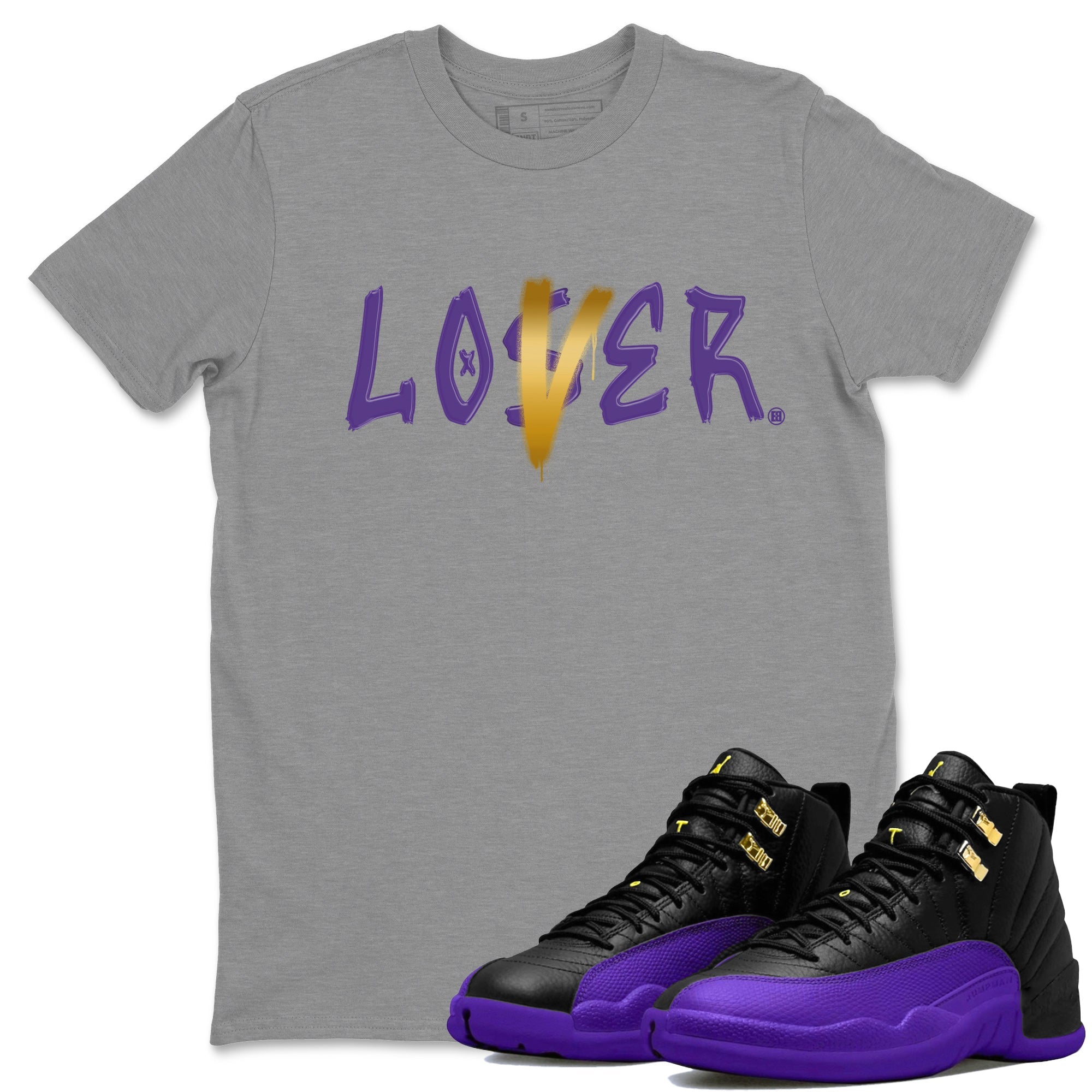 Air Jordan 12 Field Purple Sneaker Match Tees Loser Lover Sneaker T-Shirts AJ12 Field Purple Sneaker Release Tees Unisex Shirts Heather Grey 1