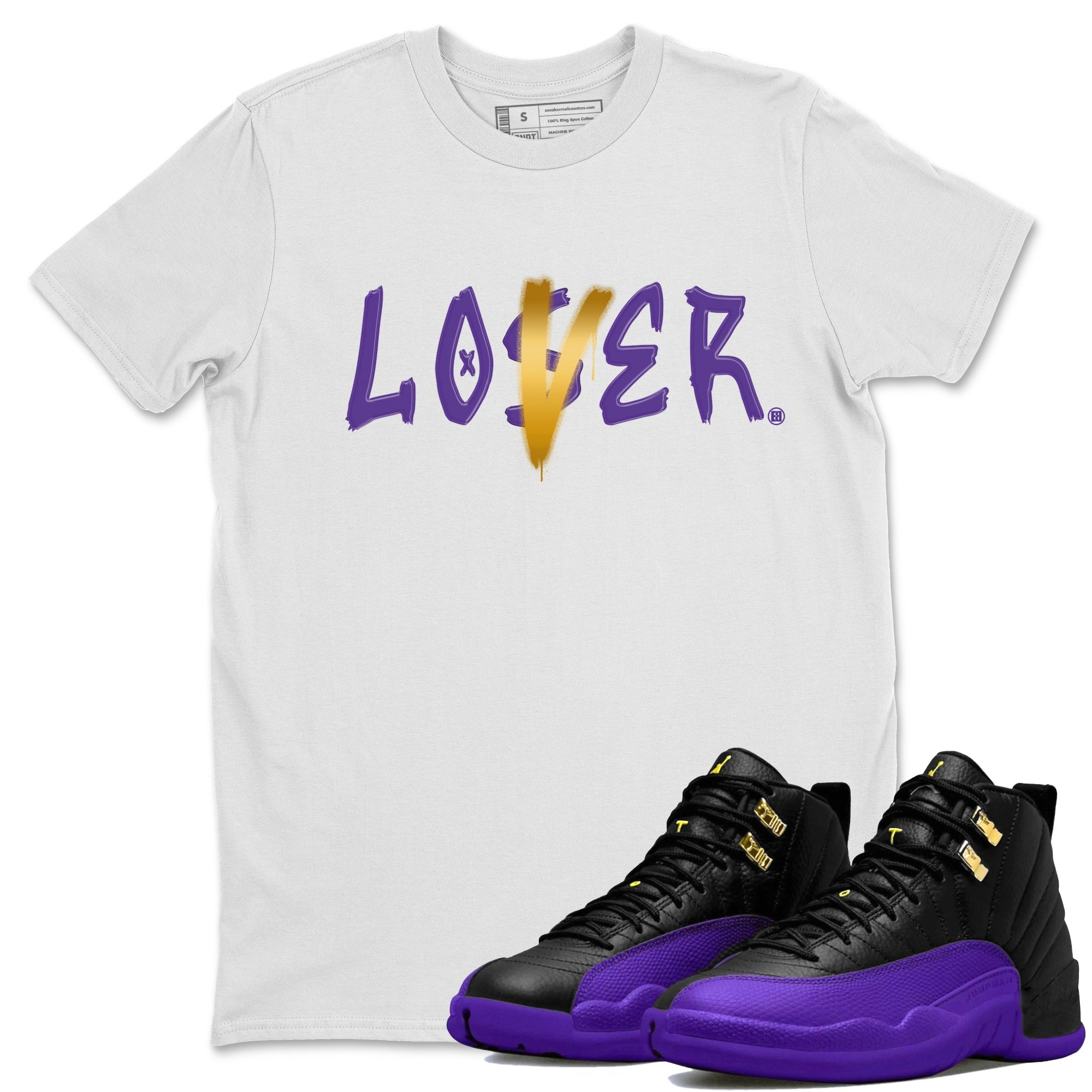 Air Jordan 12 Field Purple Sneaker Match Tees Loser Lover Sneaker T-Shirts AJ12 Field Purple Sneaker Release Tees Unisex Shirts White 1