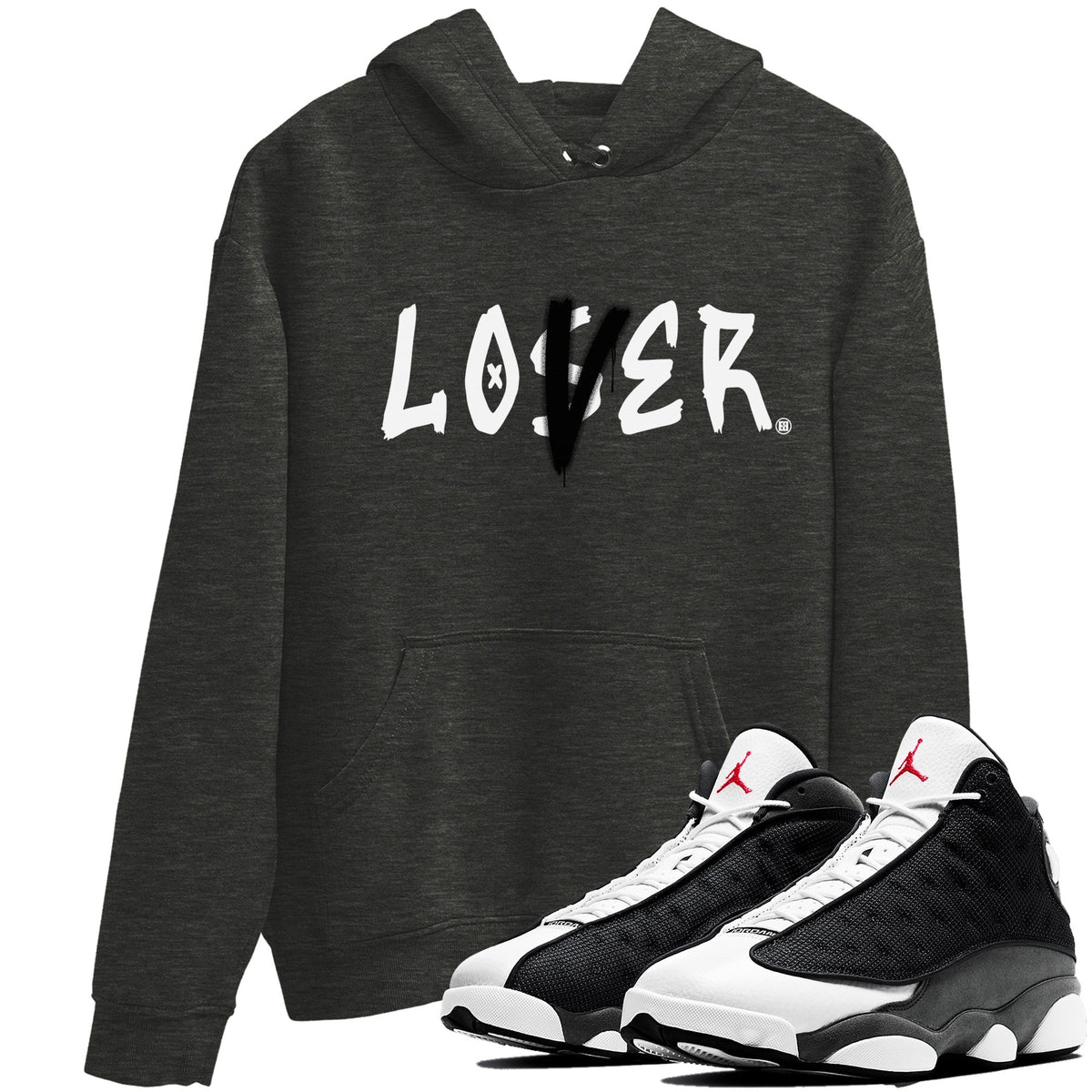 Air Jordan 13 Black Flint Sneaker Match Tees Loser Lover Streetwear Sneaker Shirt Air Jordan 13 Retro Black Flint Sneaker Release Tees Unisex Shirts Charcoal Heather 1