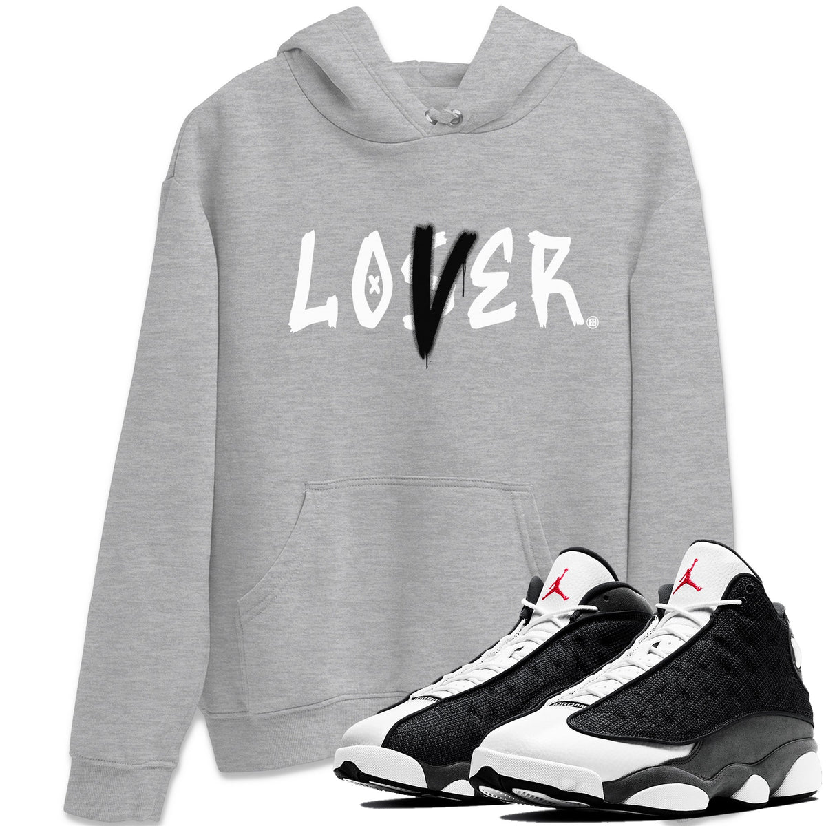 Air Jordan 13 Black Flint Sneaker Match Tees Loser Lover Streetwear Sneaker Shirt Air Jordan 13 Retro Black Flint Sneaker Release Tees Unisex Shirts Heather Grey 1