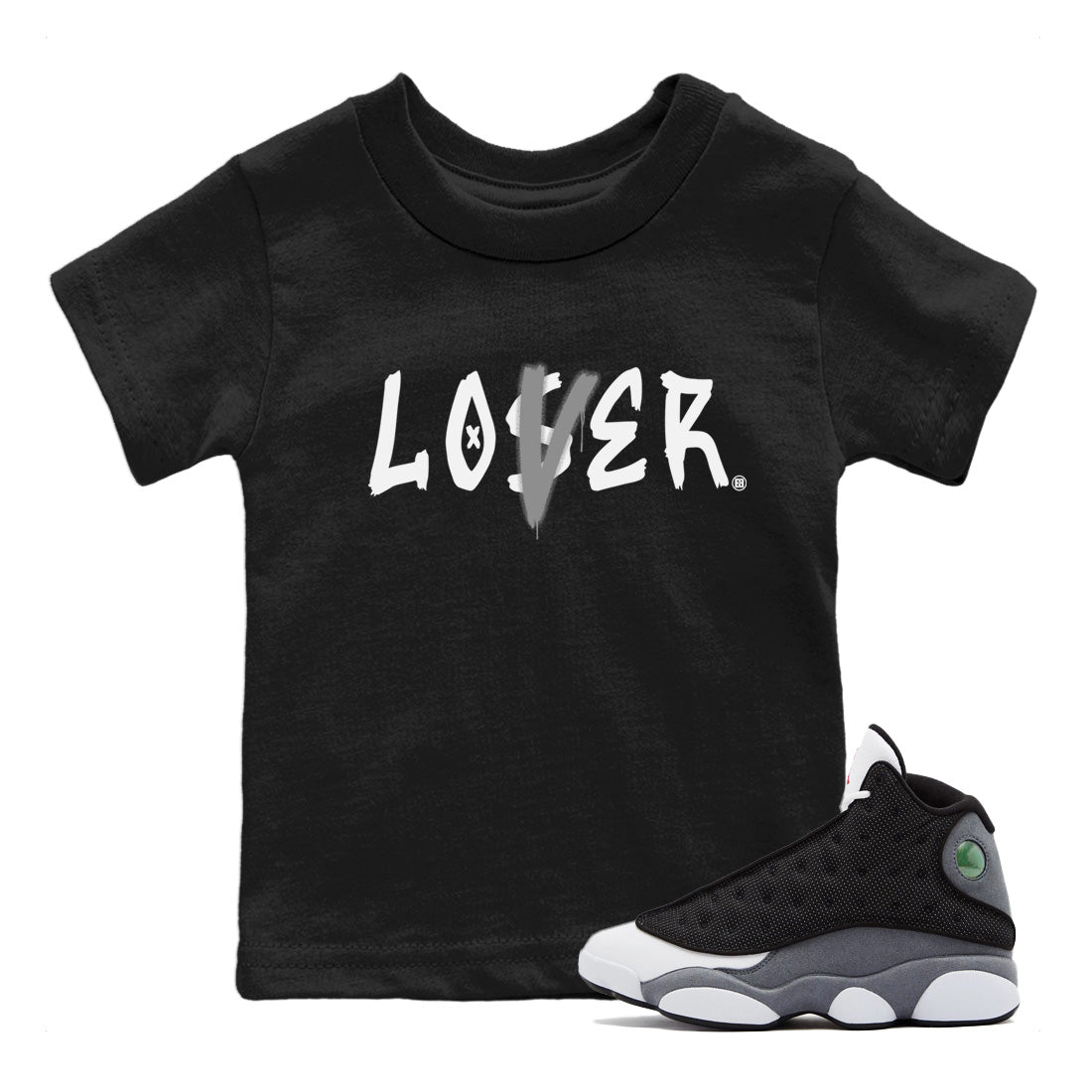 Air Jordan 13 Black Flint Sneaker Match Tees Loser Lover Streetwear Sneaker Shirt Air Jordan 13 Retro Black Flint Sneaker Release Tees Kids Shirts Black 1