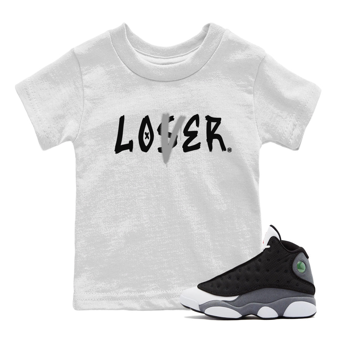 Air Jordan 13 Black Flint Sneaker Match Tees Loser Lover Streetwear Sneaker Shirt Air Jordan 13 Retro Black Flint Sneaker Release Tees Kids Shirts White 1