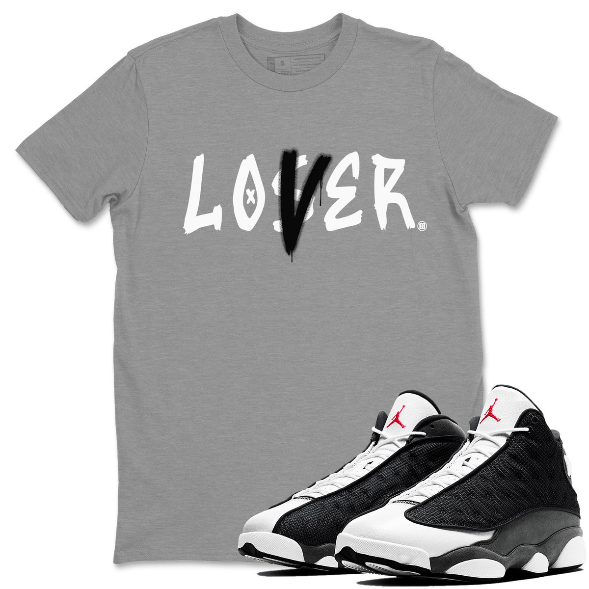 Air Jordan 13 Black Flint Sneaker Match Tees Loser Lover Streetwear Sneaker Shirt Air Jordan 13 Retro Black Flint Sneaker Release Tees Unisex Shirts Heather Grey 1