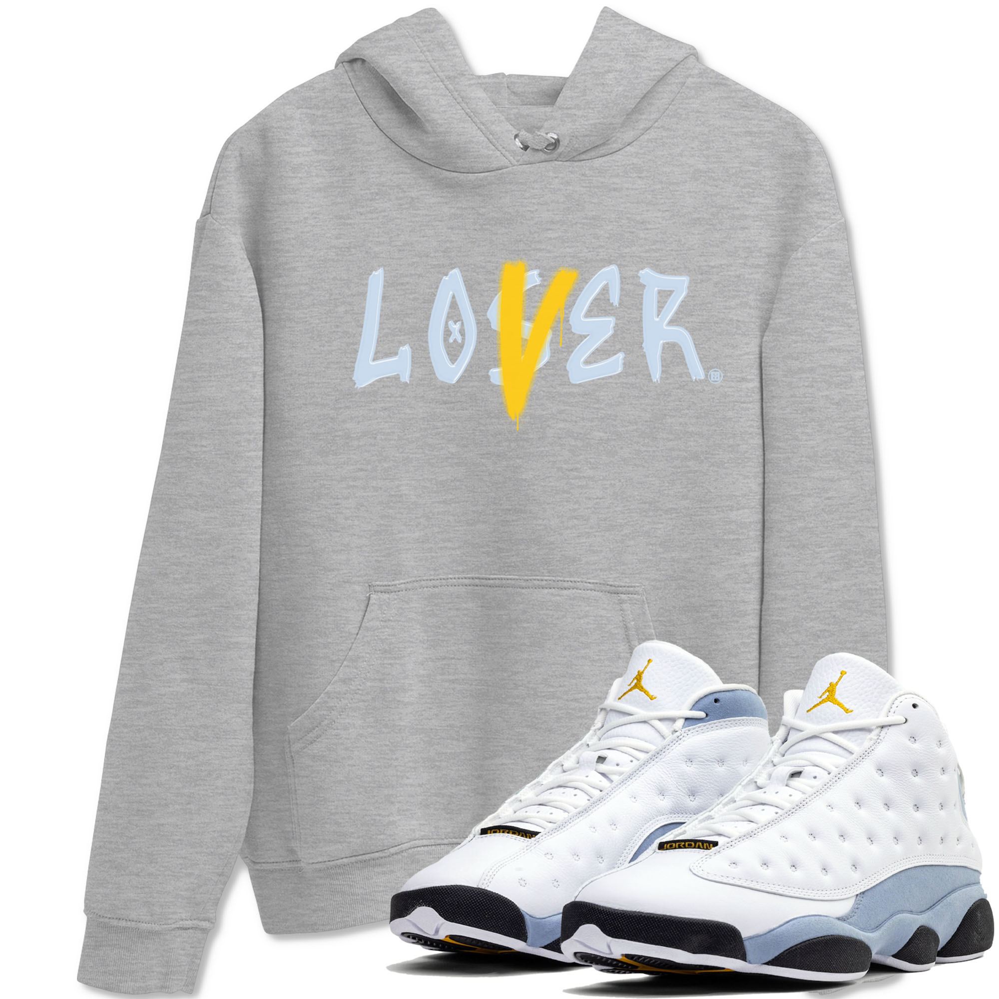 13s Blue Grey shirt to match jordans Loser Lover sneaker tees Air Jordan 13 Retro Blue Grey Drip Gear Zone unisex cotton Heather Grey 1 crew neck shirt