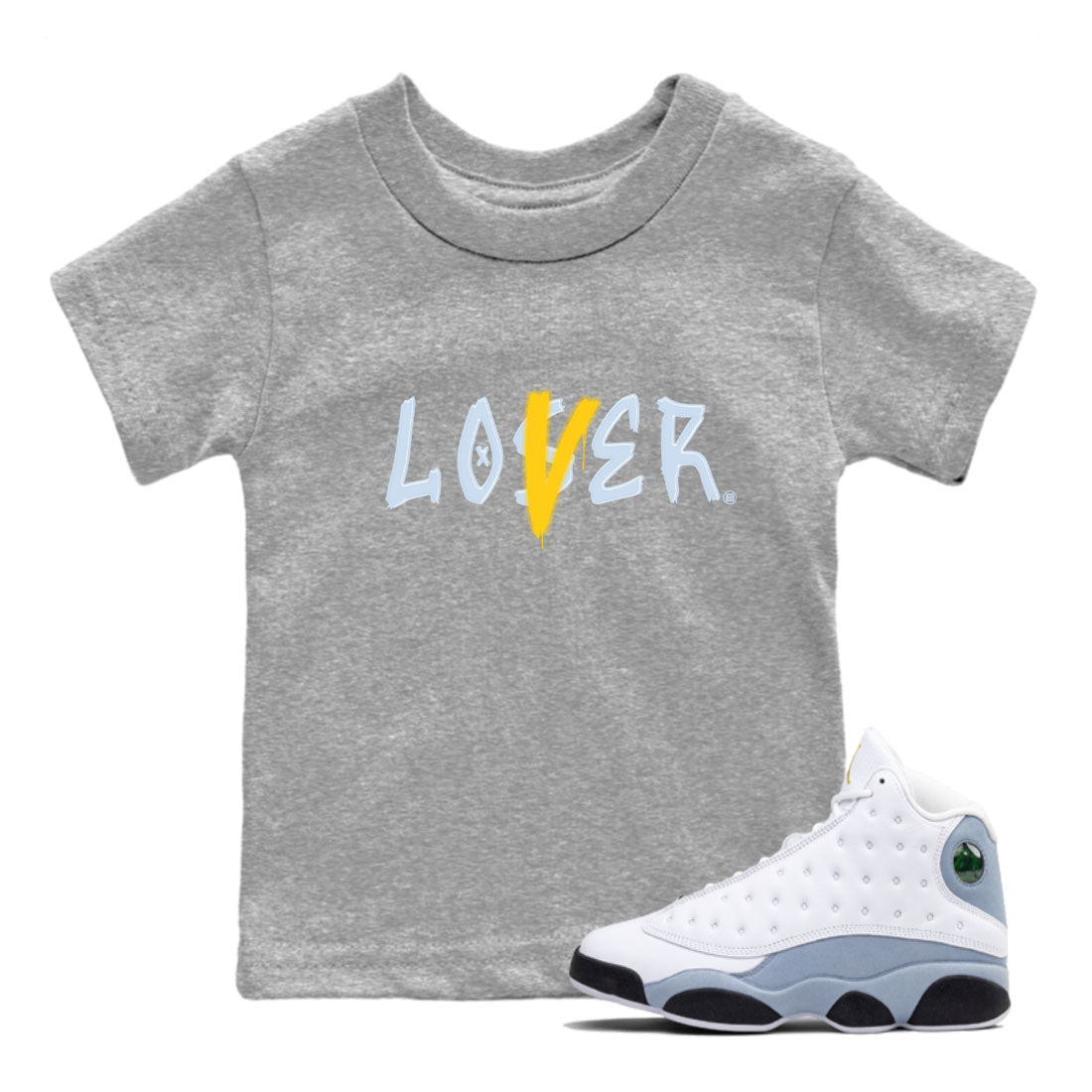 13s Blue Grey shirt to match jordans Loser Lover sneaker tees Air Jordan 13 Retro Blue Grey Drip Gear Zone baby toddler Heather Grey 1 cotton Shirt