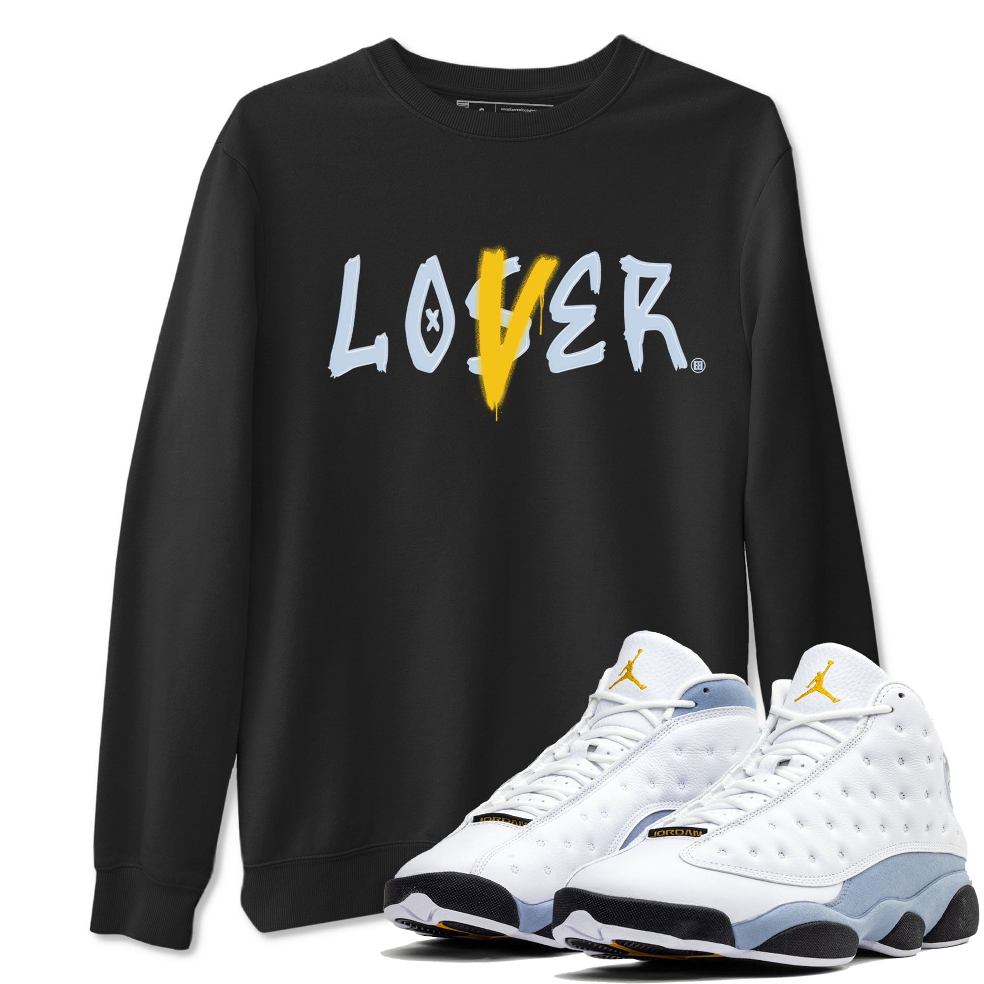 13s Blue Grey shirt to match jordans Loser Lover sneaker tees Air Jordan 13 Retro Blue Grey Drip Gear Zone unisex cotton Black 1 crew neck shirt