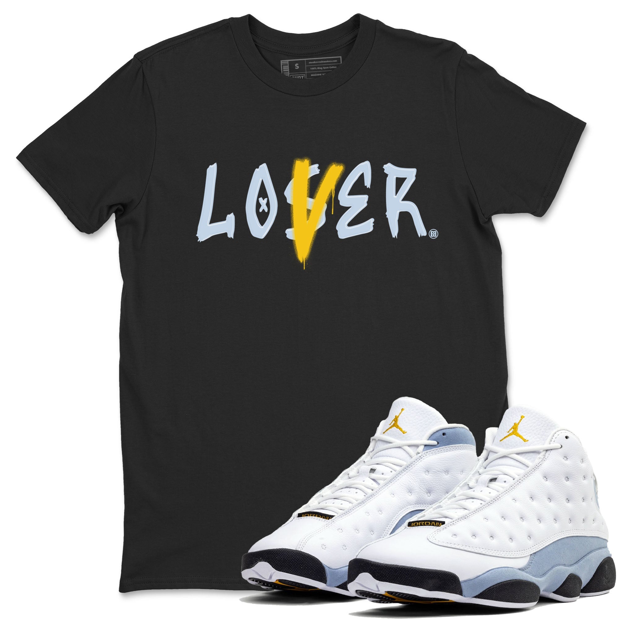 13s Blue Grey shirt to match jordans Loser Lover sneaker tees Air Jordan 13 Retro Blue Grey Drip Gear Zone unisex cotton Black 1 crew neck shirt