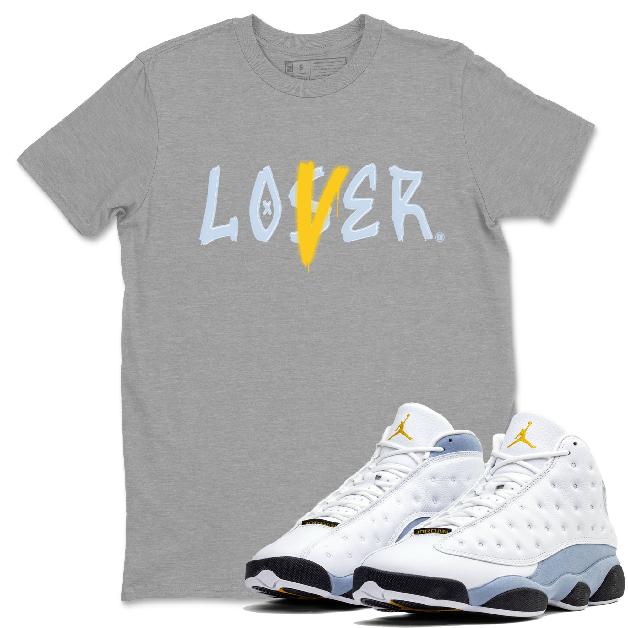 13s Blue Grey shirt to match jordans Loser Lover sneaker tees Air Jordan 13 Retro Blue Grey Drip Gear Zone unisex cotton Heather Grey 1 crew neck shirt
