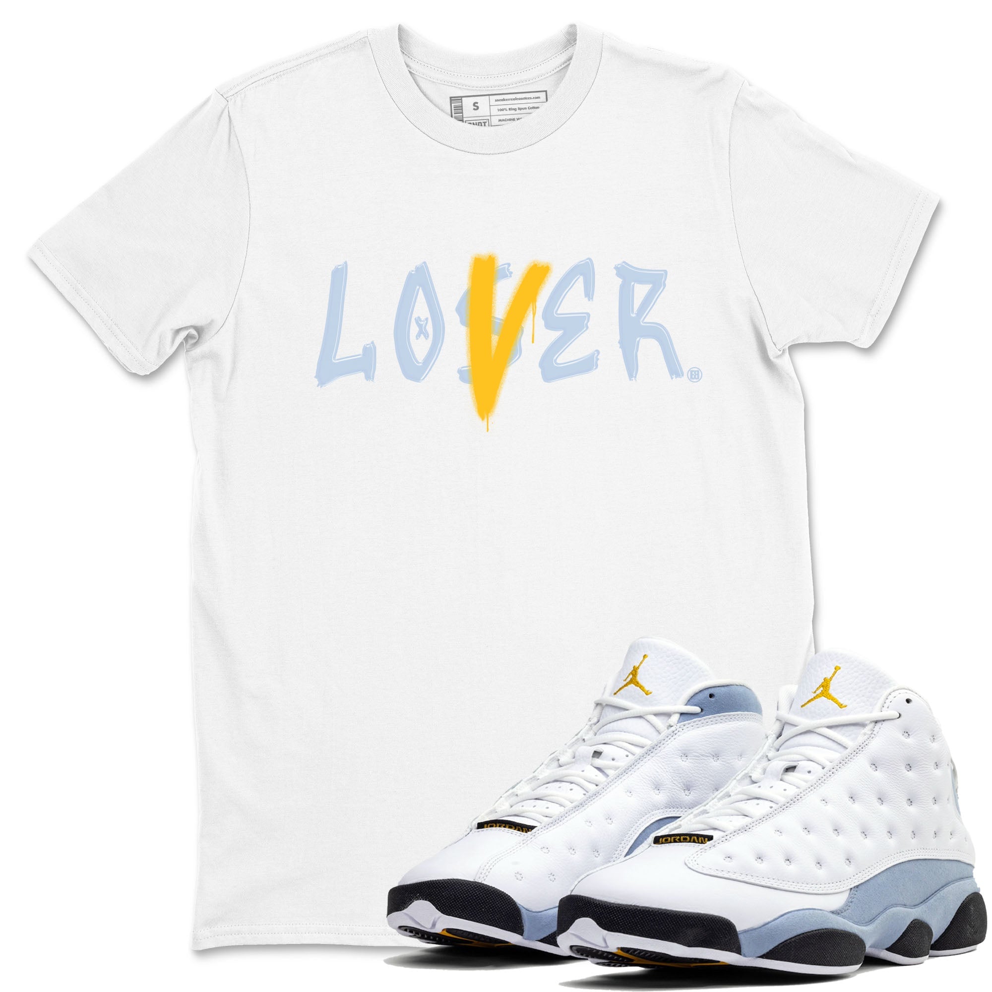 13s Blue Grey shirt to match jordans Loser Lover sneaker tees Air Jordan 13 Retro Blue Grey Drip Gear Zone unisex cotton White 1 crew neck shirt