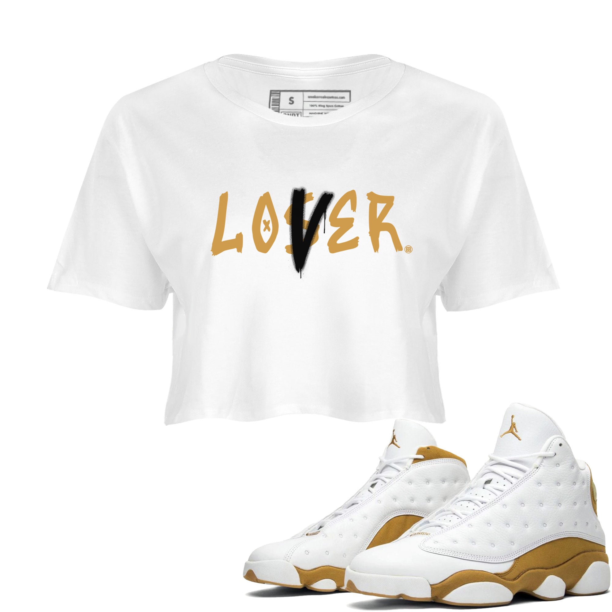 Jordan 13 Retro Wheat shirt to match jordans Loser Lover sneaker tees Air Jordan 13 Wheat Drip Gear Zone Sneaker Matching Clothing Brand White 1 Crop T-Shirt