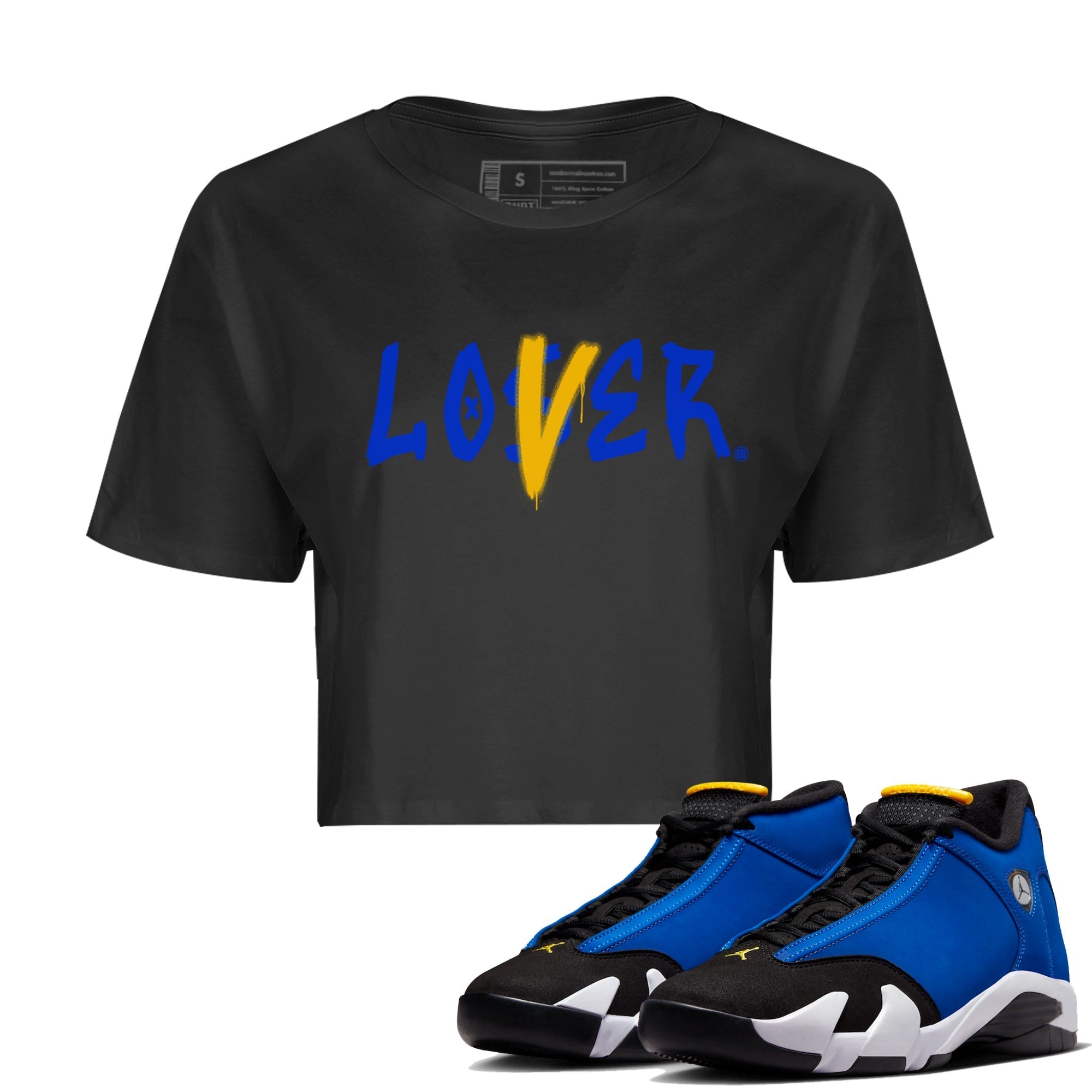 Air Jordan 14 Laney Sneaker Match Tees Loser Lover Sneaker Tees Jordan 14 Laney Sneaker Release Tees Women's Shirts Black 1