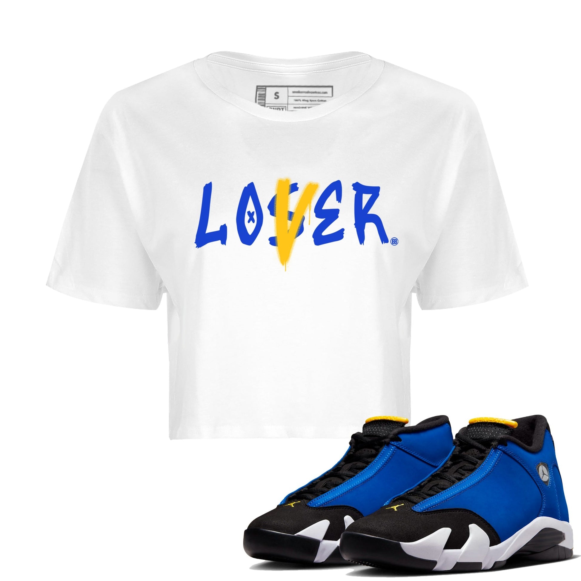 Air Jordan 14 Laney Sneaker Match Tees Loser Lover Sneaker Tees Jordan 14 Laney Sneaker Release Tees Women's Shirts White 1
