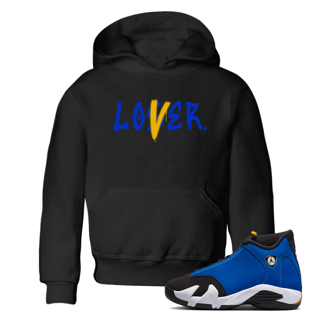 Air Jordan 14 Laney Sneaker Match Tees Loser Lover Sneaker Tees Jordan 14 Laney Sneaker Release Tees Kids Shirts Black 1