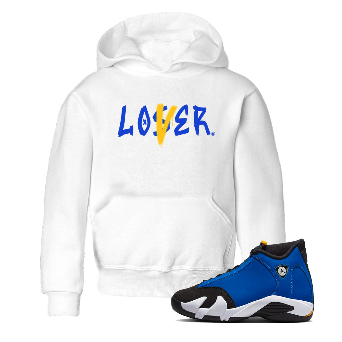 Air Jordan 14 Laney Sneaker Match Tees Loser Lover Sneaker Tees Jordan 14 Laney Sneaker Release Tees Kids Shirts White 1