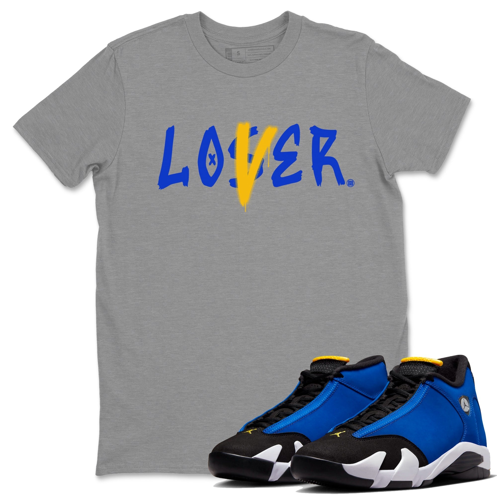Air Jordan 14 Laney Sneaker Match Tees Loser Lover Sneaker Tees Jordan 14 Laney Sneaker Release Tees Unisex Shirts Heather Grey 1