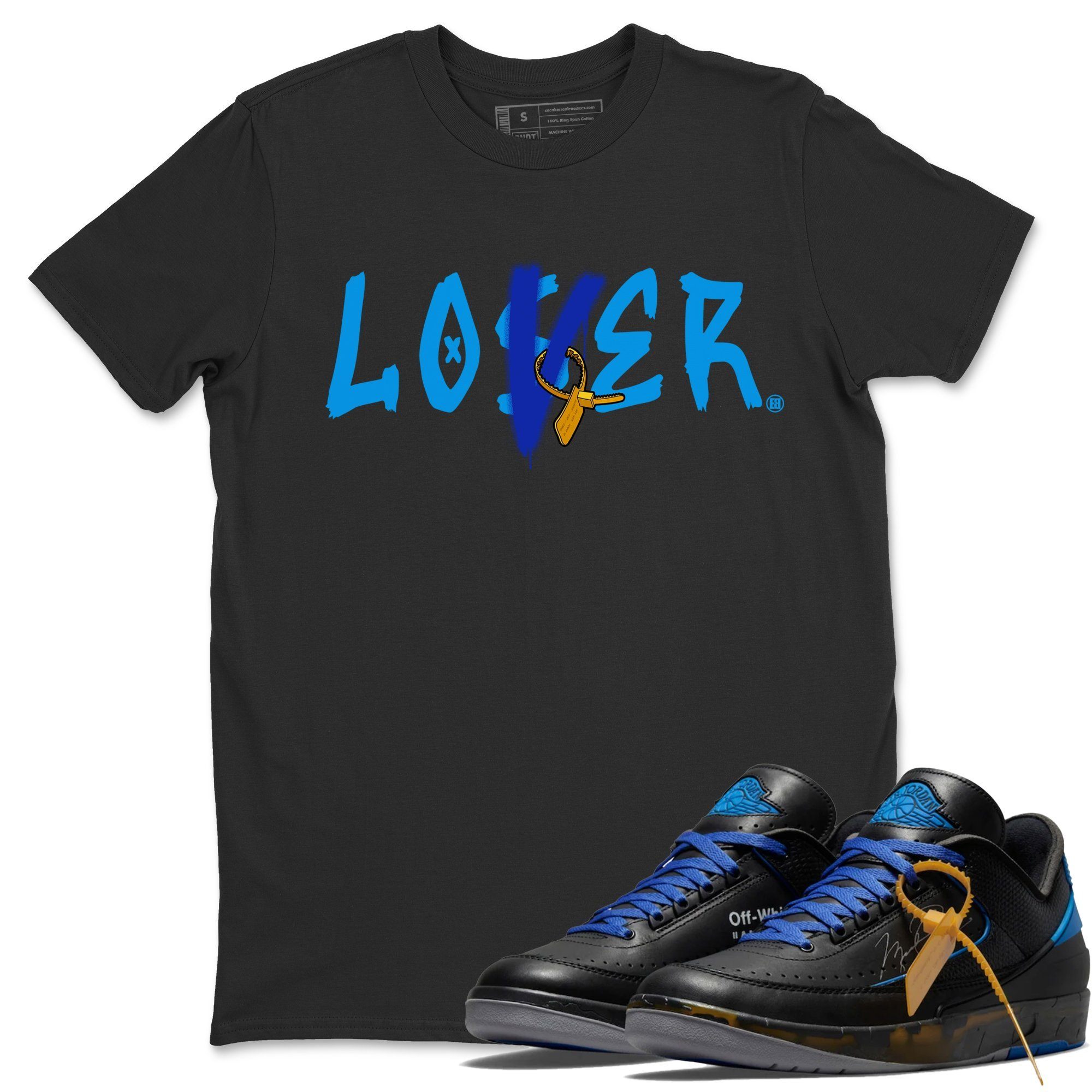 Jordan 2 OFF-WHITE Black Blue Shirt To Match Jordans Loser Lover Sneaker Tees Jordan 2 OFF-WHITE Black Blue Drip Gear Zone Sneaker Matching Clothing Unisex Shirts