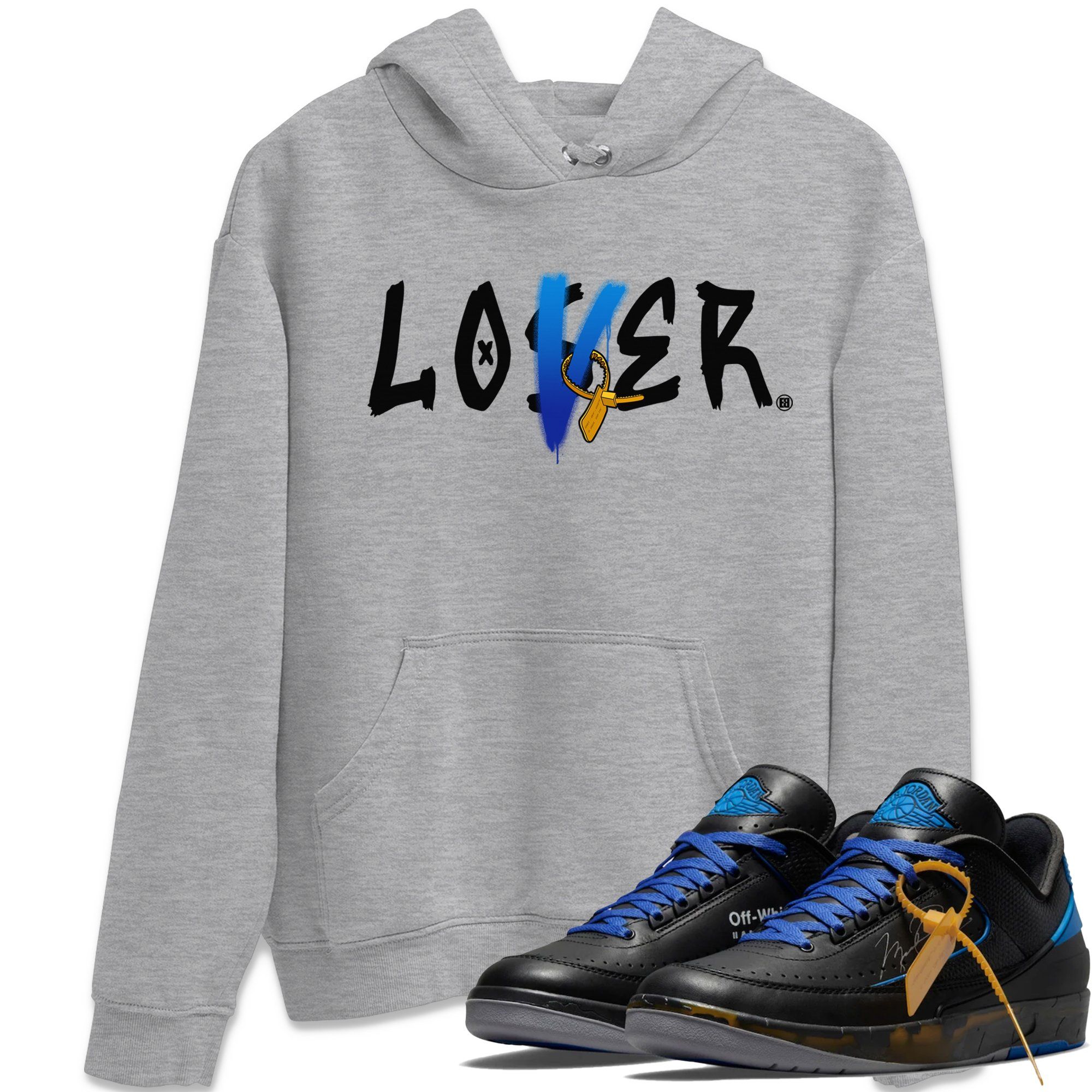 Jordan 2 OFF-WHITE Black Blue Shirt To Match Jordans Loser Lover Sneaker Tees Jordan 2 OFF-WHITE Black Blue Drip Gear Zone Sneaker Matching Clothing Unisex Shirts