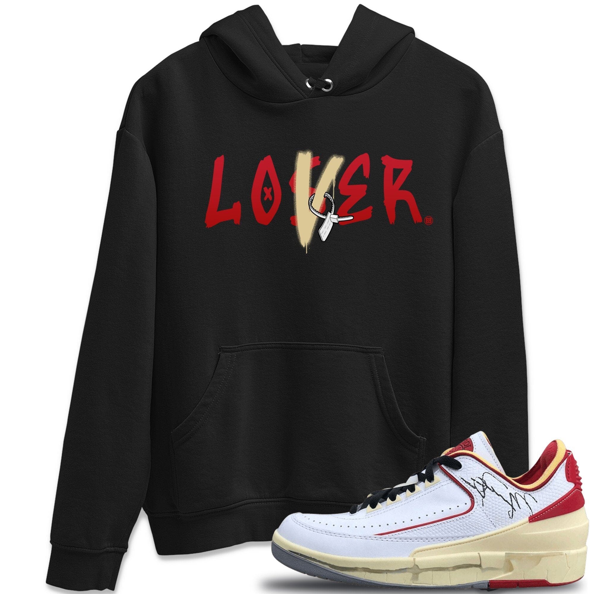 Jordan 2 OFF-WHITE Varsity Red Shirt To Match Jordans Loser Lover Sneaker Tees Jordan 2 OFF-WHITE Varsity Red Drip Gear Zone Sneaker Matching Clothing Unisex Shirts