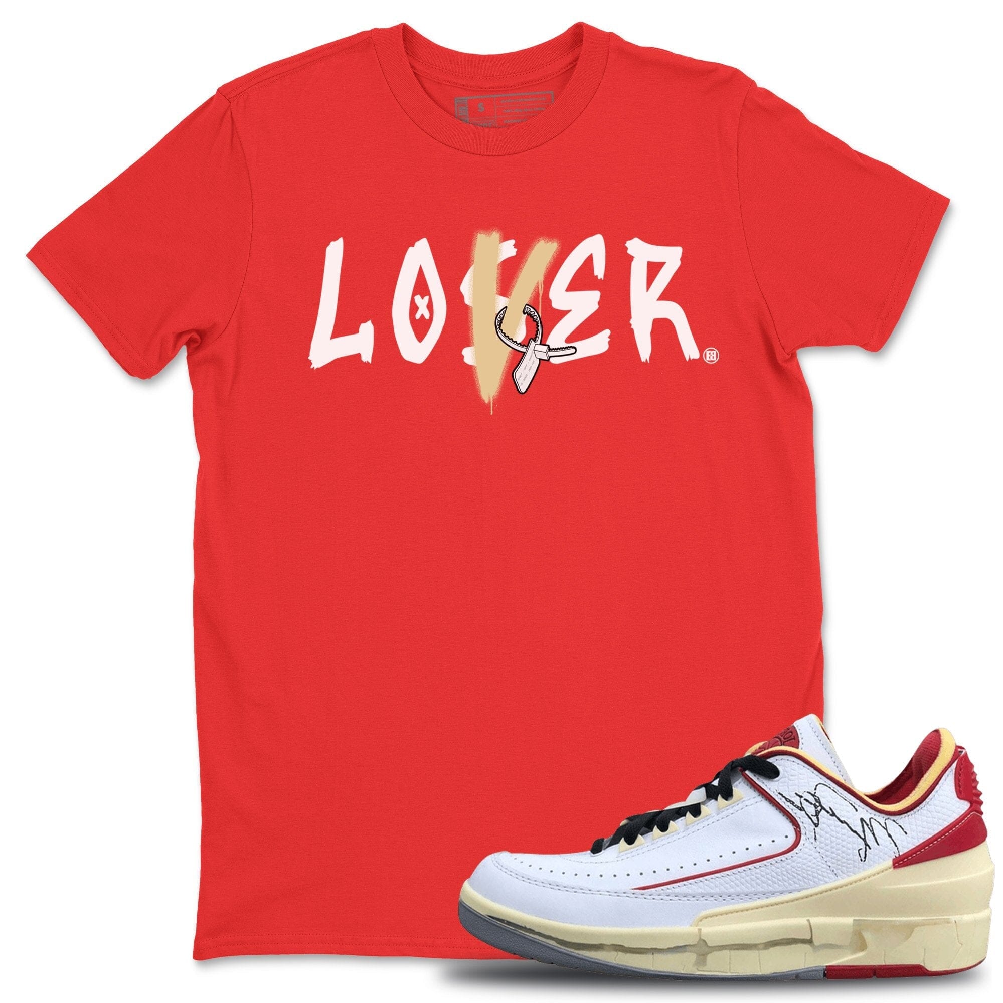 Jordan 2 OFF-WHITE Varsity Red Shirt To Match Jordans Loser Lover Sneaker Tees Jordan 2 OFF-WHITE Varsity Red Drip Gear Zone Sneaker Matching Clothing Unisex Shirts