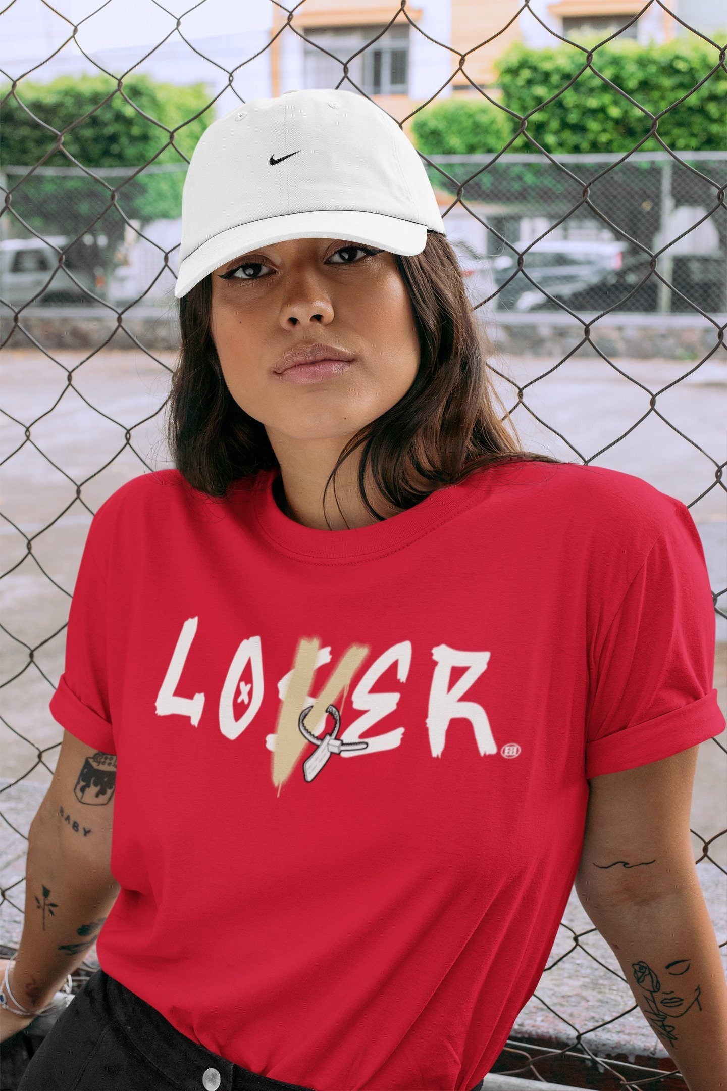 Jordan 2 OFF-WHITE Varsity Red Shirt To Match Jordans Loser Lover Sneaker Tees Jordan 2 OFF-WHITE Varsity Red Drip Gear Zone Sneaker Matching Clothing Unisex Shirts