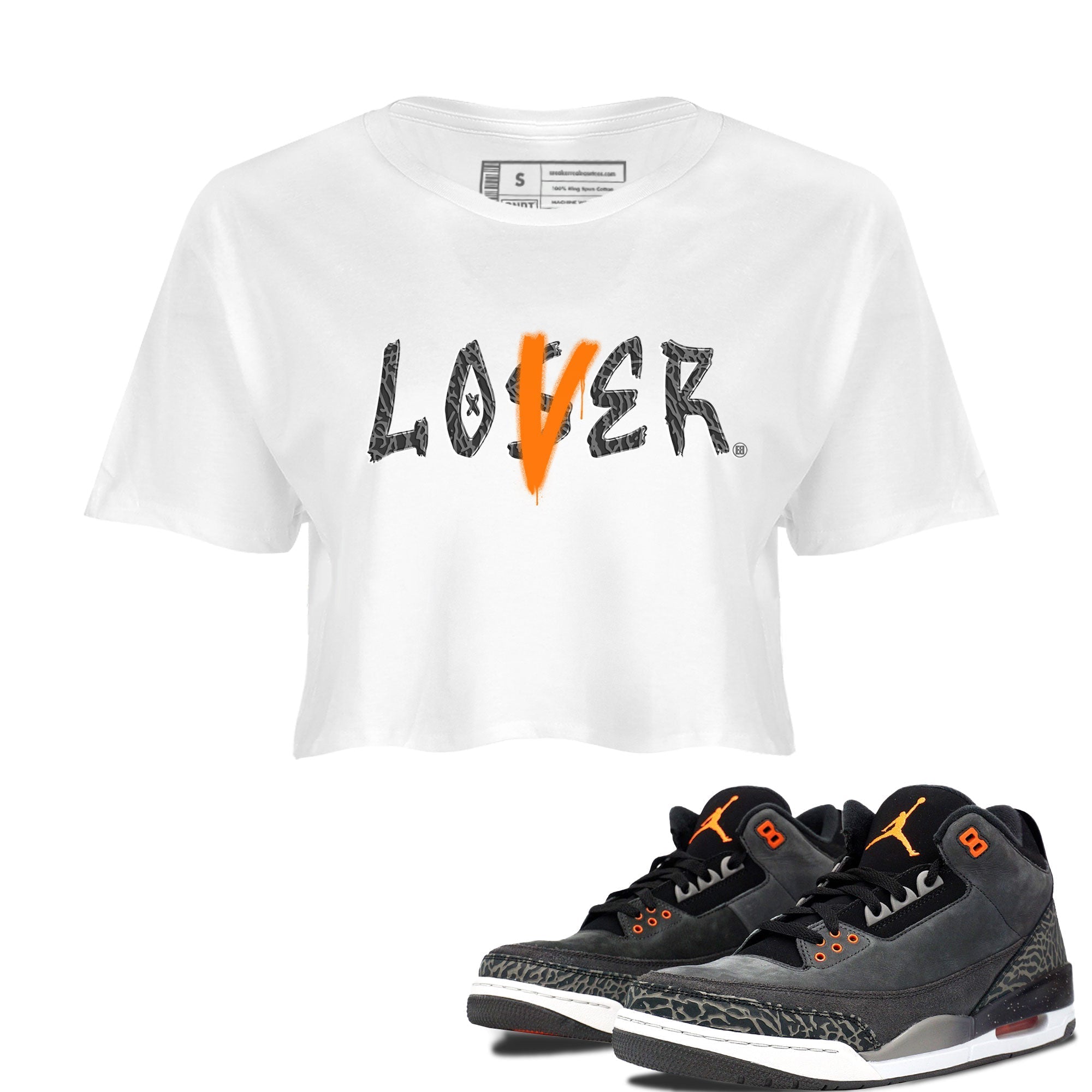 Air Jordan 3 Fear shirt to match jordans Loser Lover sneaker tees Air Jordan 3 Fear Drip Gear Zone White 1 Crop T-Shirt