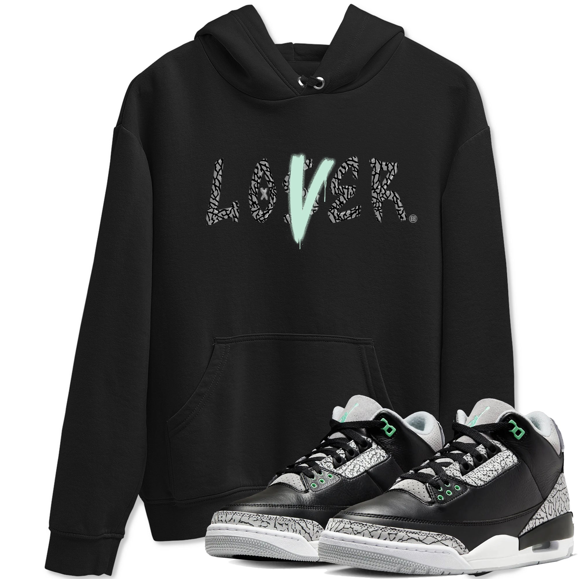 3s Green Glow shirt to match jordans Loser Lover sneaker tees Air Jordan 3 Retro Green Glow Drip Gear Zone unisex cotton Black 1 crew neck shirt