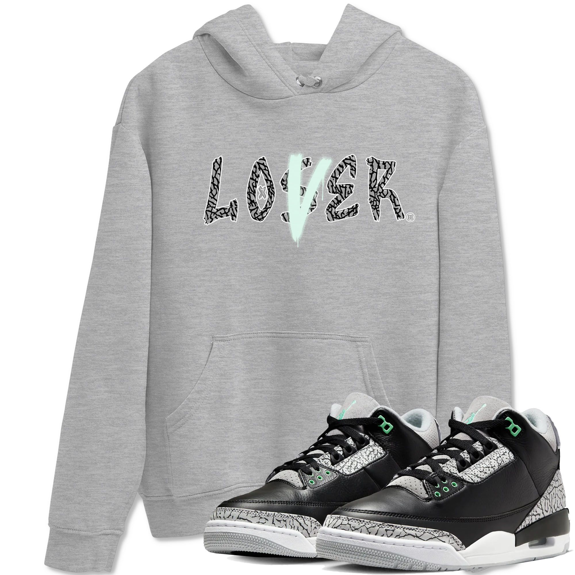 3s Green Glow shirt to match jordans Loser Lover sneaker tees Air Jordan 3 Retro Green Glow Drip Gear Zone unisex cotton Heather Grey 1 crew neck shirt