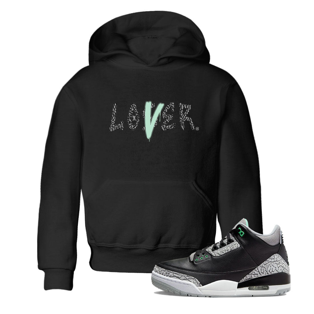 3s Green Glow shirt to match jordans Loser Lover sneaker tees Air Jordan 3 Retro Green Glow Drip Gear Zone baby toddler Black 1 cotton Shirt