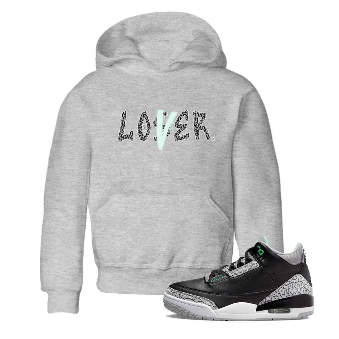 3s Green Glow shirt to match jordans Loser Lover sneaker tees Air Jordan 3 Retro Green Glow Drip Gear Zone baby toddler Heather Grey 1 cotton Shirt