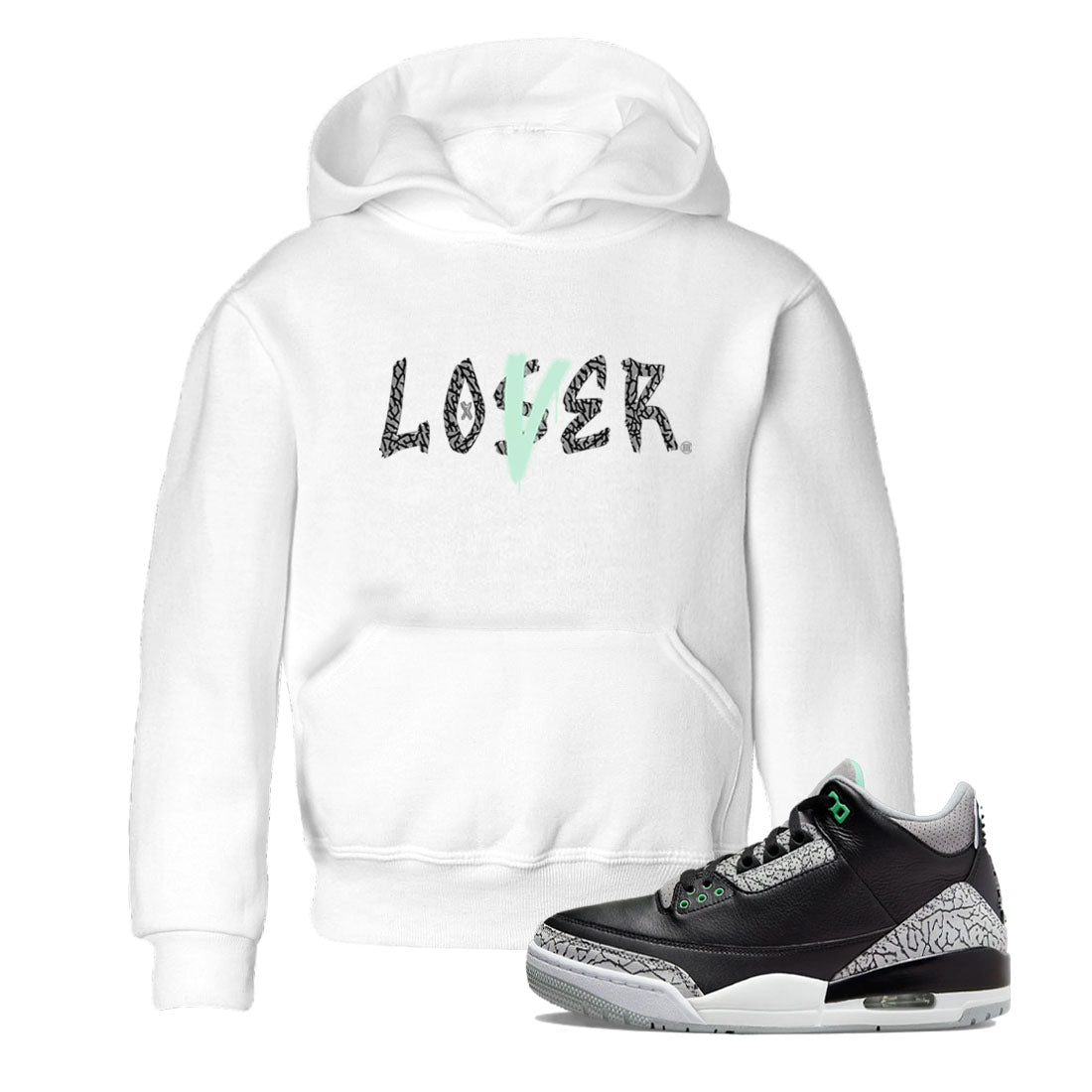 3s Green Glow shirt to match jordans Loser Lover sneaker tees Air Jordan 3 Retro Green Glow Drip Gear Zone baby toddler White 1 cotton Shirt