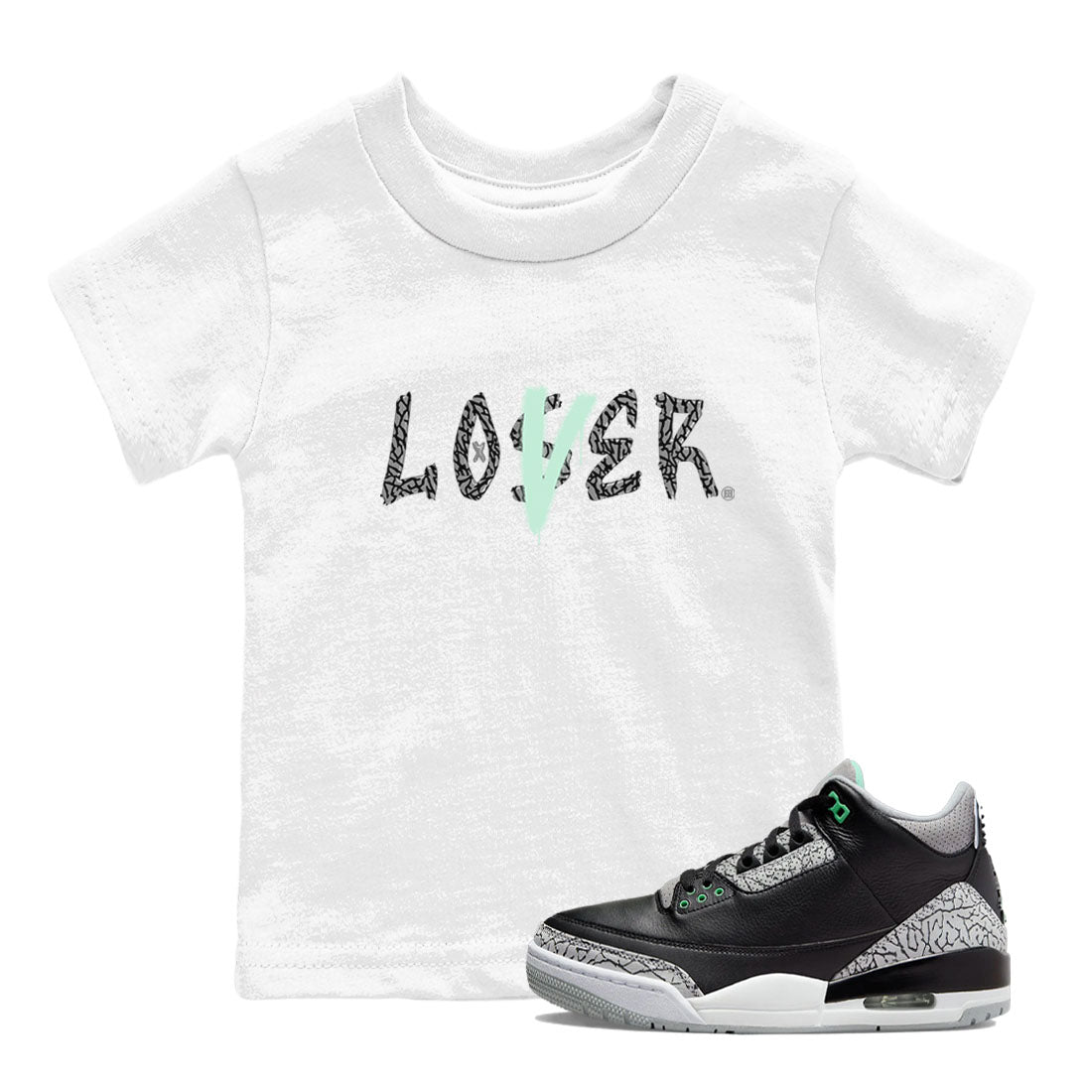 3s Green Glow shirt to match jordans Loser Lover sneaker tees Air Jordan 3 Retro Green Glow Drip Gear Zone baby toddler White 1 cotton Shirt