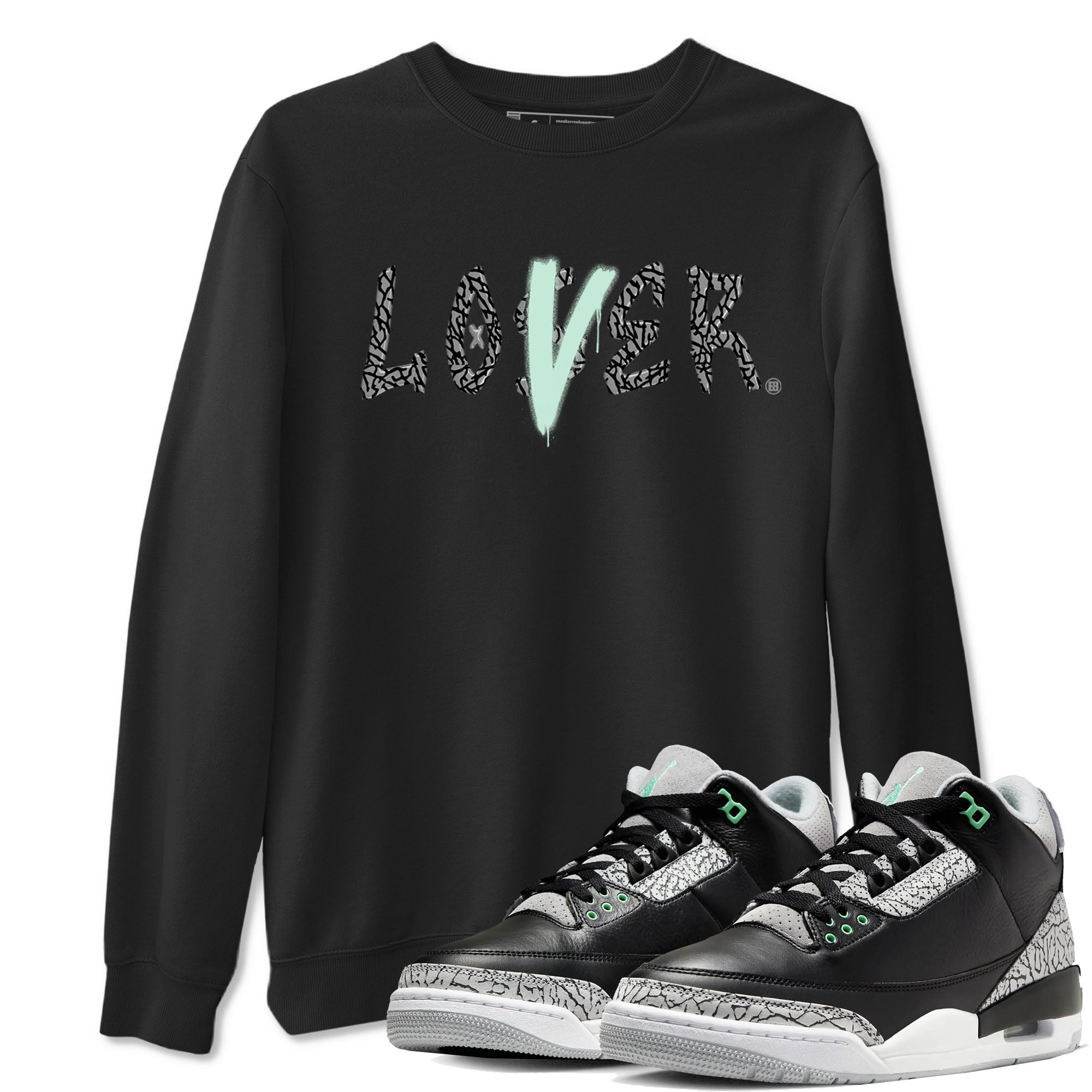 3s Green Glow shirt to match jordans Loser Lover sneaker tees Air Jordan 3 Retro Green Glow Drip Gear Zone unisex cotton Black 1 crew neck shirt