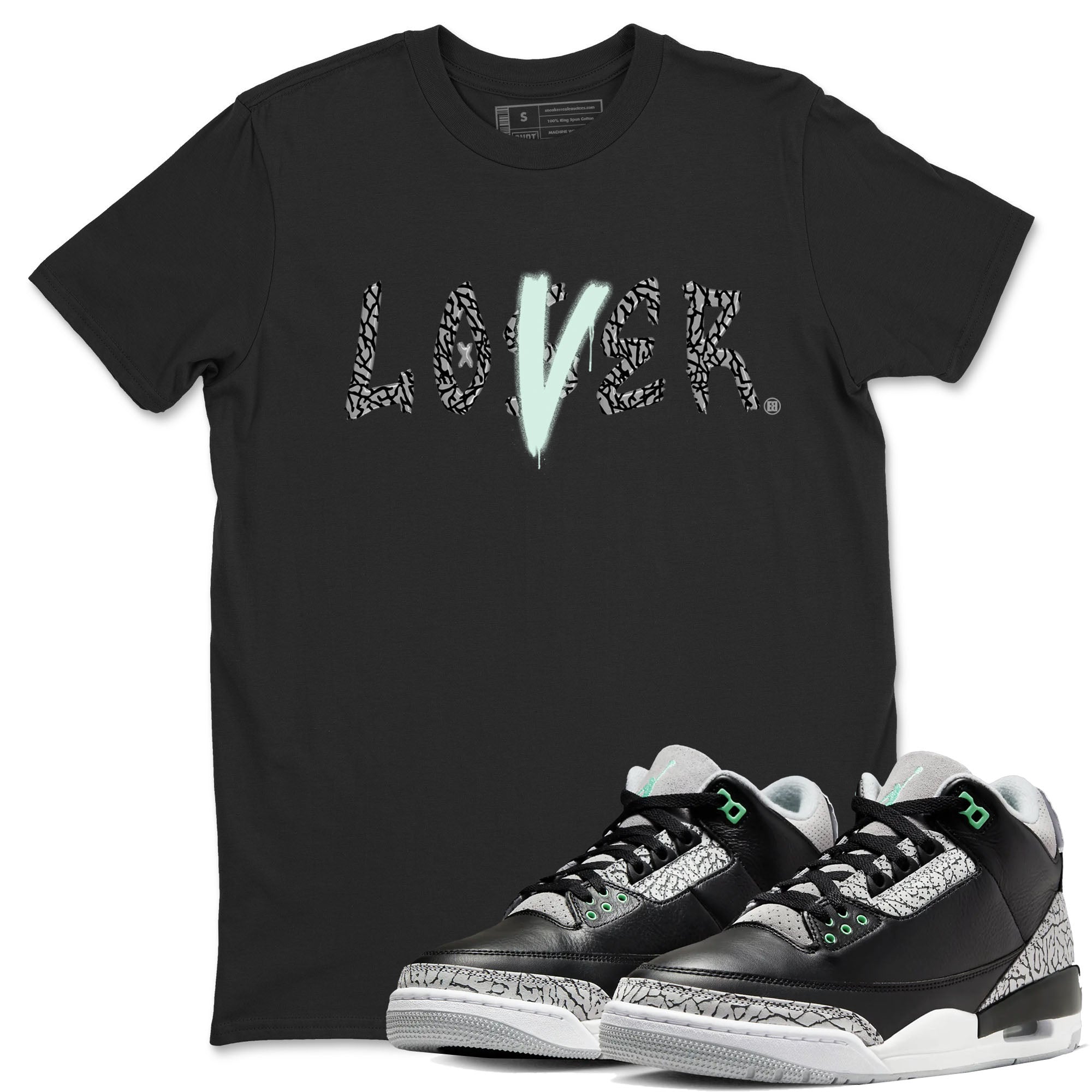 3s Green Glow shirt to match jordans Loser Lover sneaker tees Air Jordan 3 Retro Green Glow Drip Gear Zone unisex cotton Black 1 crew neck shirt