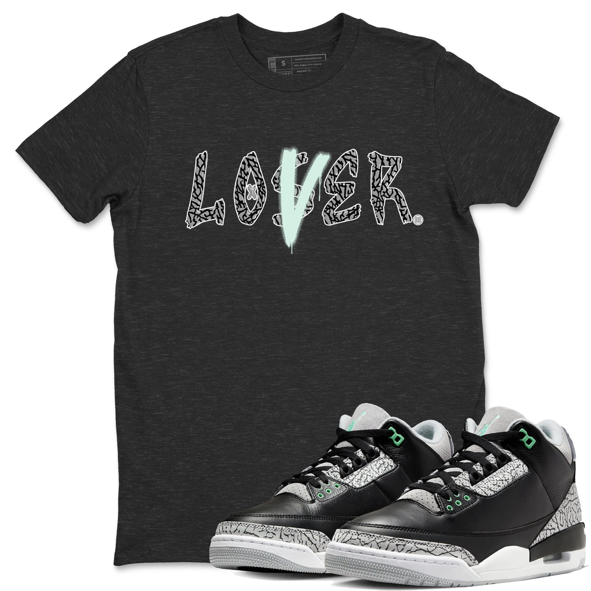 3s Green Glow shirt to match jordans Loser Lover sneaker tees Air Jordan 3 Retro Green Glow Drip Gear Zone unisex cotton Charcoal Heather 1 crew neck shirt