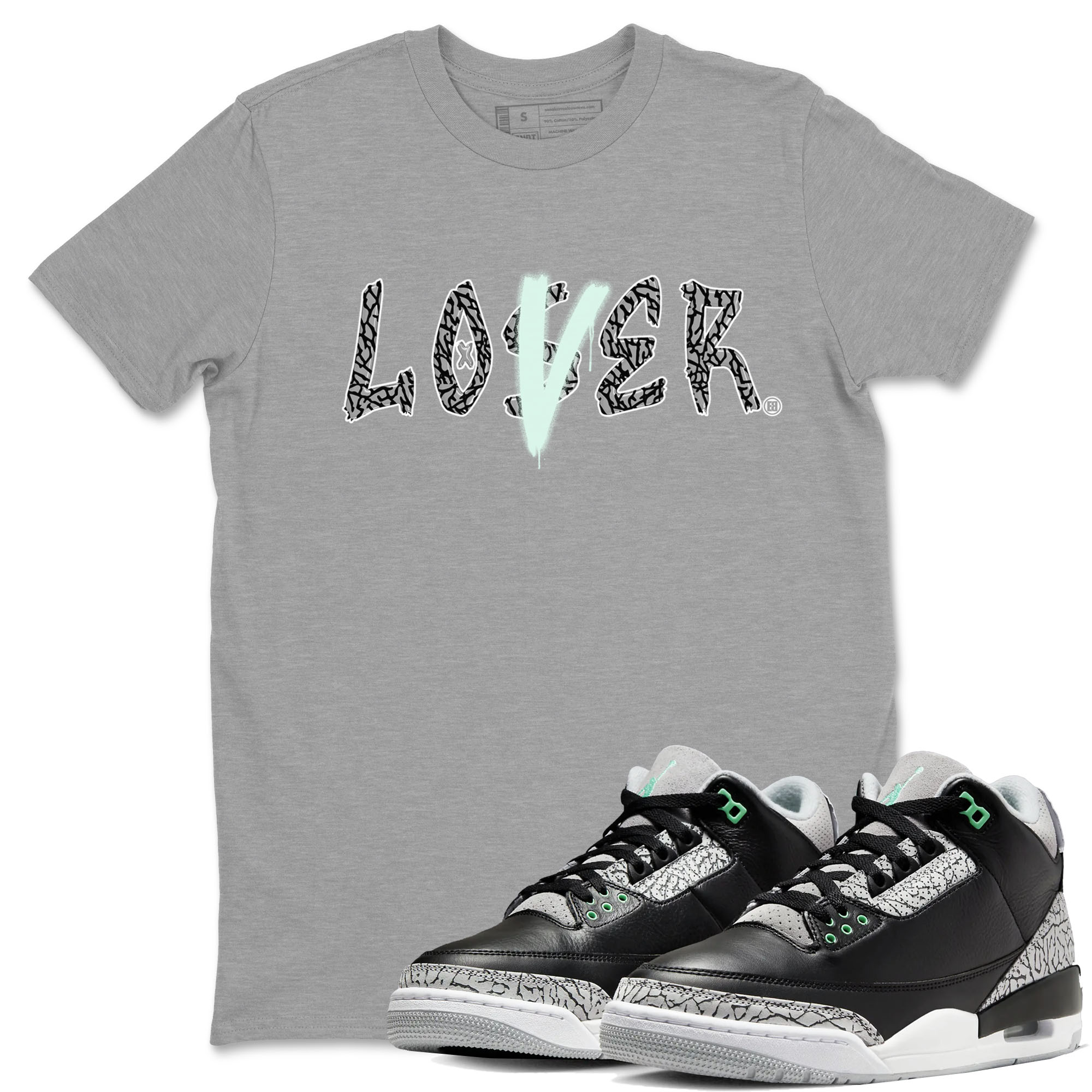 3s Green Glow shirt to match jordans Loser Lover sneaker tees Air Jordan 3 Retro Green Glow Drip Gear Zone unisex cotton Heather Grey 1 crew neck shirt