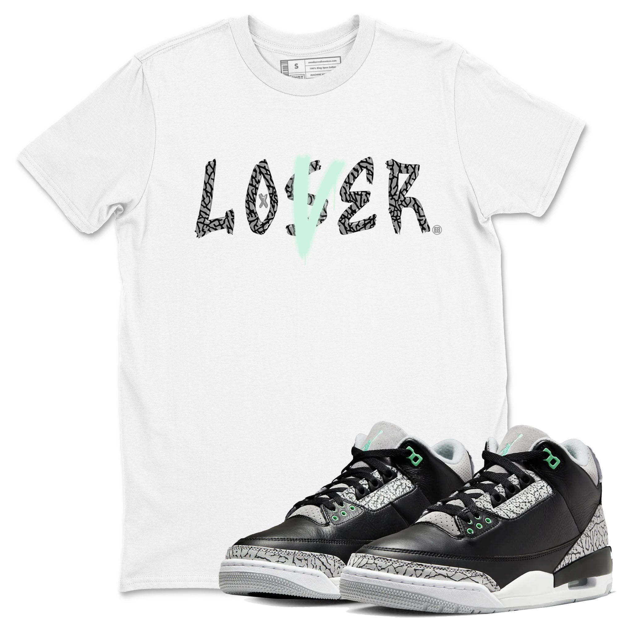 3s Green Glow shirt to match jordans Loser Lover sneaker tees Air Jordan 3 Retro Green Glow Drip Gear Zone unisex cotton White 1 crew neck shirt