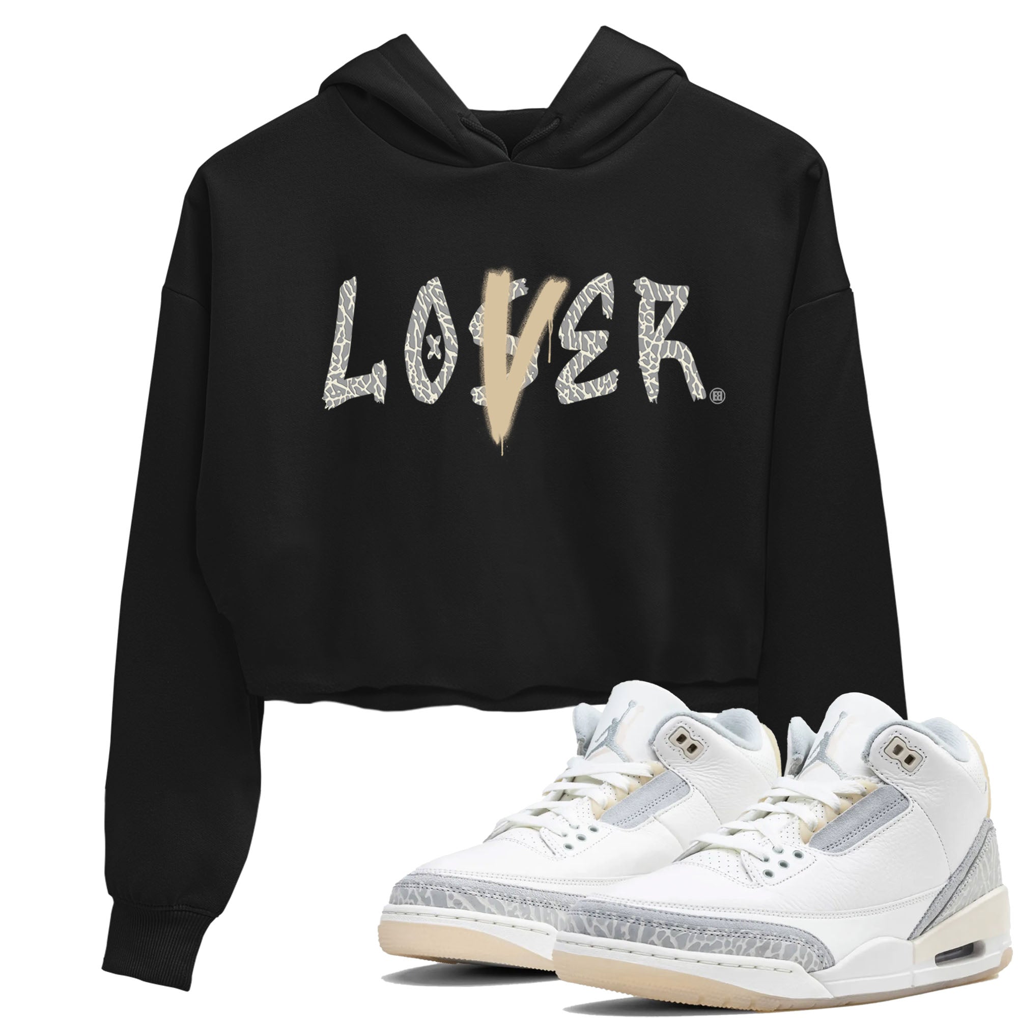 Jordan 3 Craft Ivory shirt to match jordans Loser Lover sneaker tees 3s Ivory Drip Gear Zone Black 1 crop length shirt