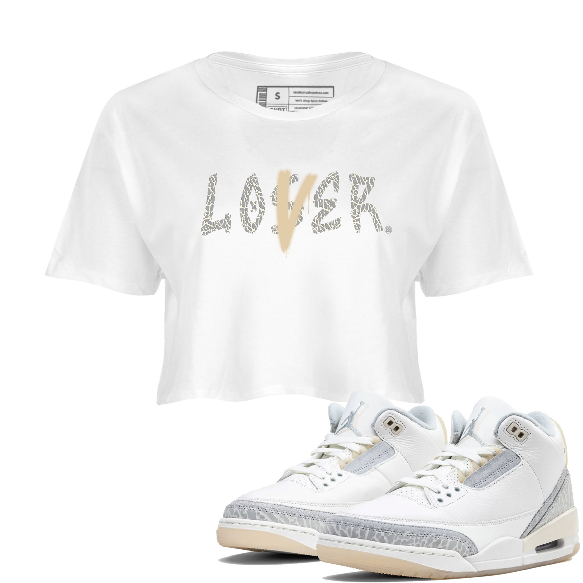 Jordan 3 Craft Ivory shirt to match jordans Loser Lover sneaker tees 3s Ivory Drip Gear Zone White 1 crop length shirt