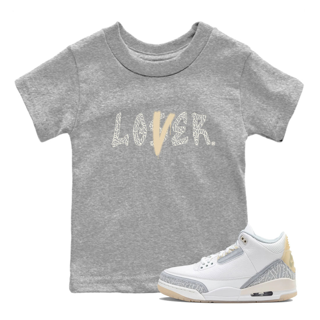 Jordan 3 Craft Ivory shirt to match jordans Loser Lover sneaker tees 3s Ivory Drip Gear Zone baby toddler Heather Grey 1 cotton Shirt