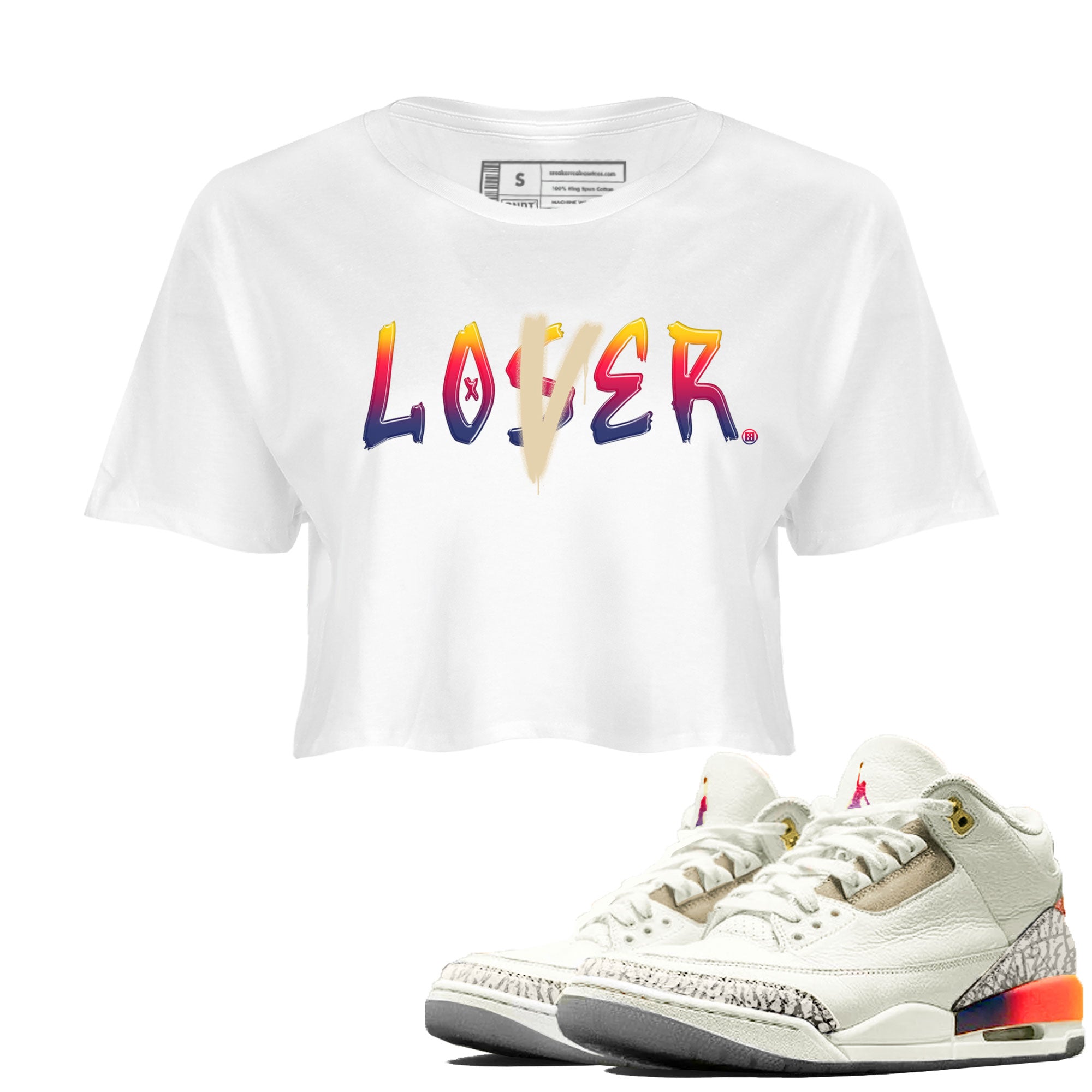 Air Jordan 3 X J Balvin shirt to match jordans Loser Lover Streetwear Sneaker Shirt Air Jordan 3 X J Balvin Drip Gear Zone Sneaker Matching Clothing LGBT Pride T-Shirt White 1 Crop T-Shirt