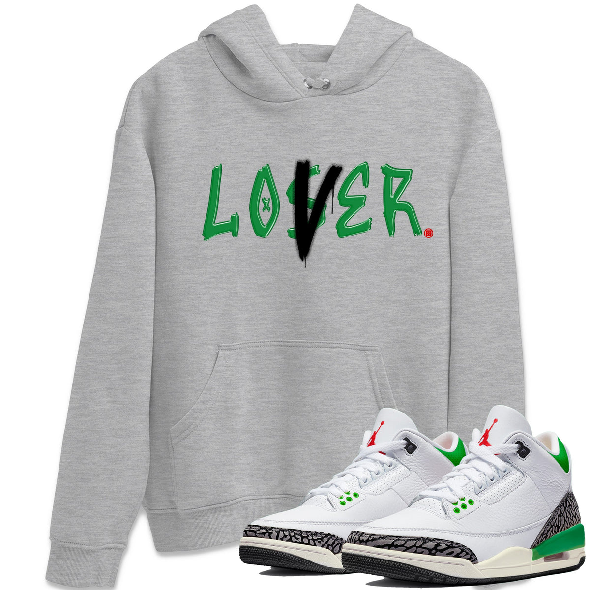 Air Jordan 3 Lucky Green Sneaker Match Tees Loser Lover Streetwear Sneaker Shirt Jordan 3 Retro Lucky Green Sneaker Release Tees Unisex Shirts Heather Grey 1