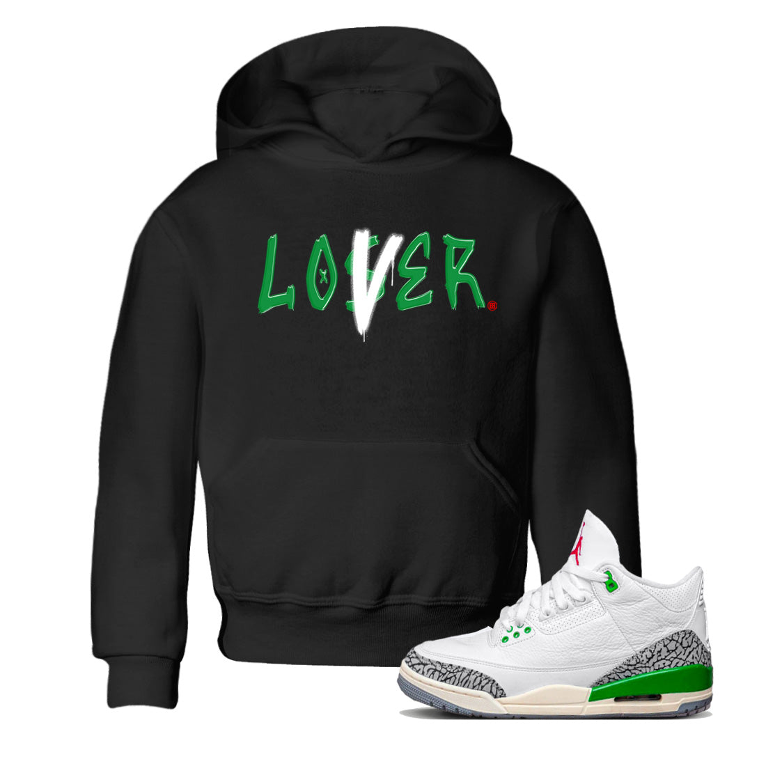 Air Jordan 3 Lucky Green Sneaker Match Tees Loser Lover Streetwear Sneaker Shirt Jordan 3 Retro Lucky Green Sneaker Release Tees Kids Shirts Black 1