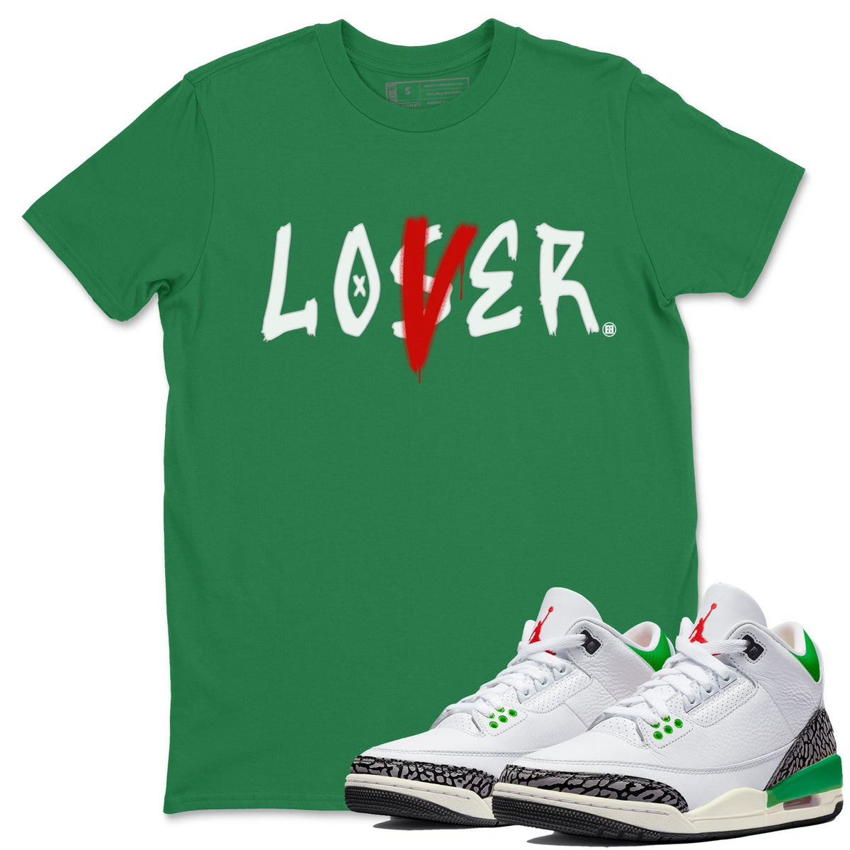 Air Jordan 3 Lucky Green Sneaker Match Tees Loser Lover Streetwear Sneaker Shirt Jordan 3 Retro Lucky Green Sneaker Release Tees Unisex Shirts Kelly Green 1