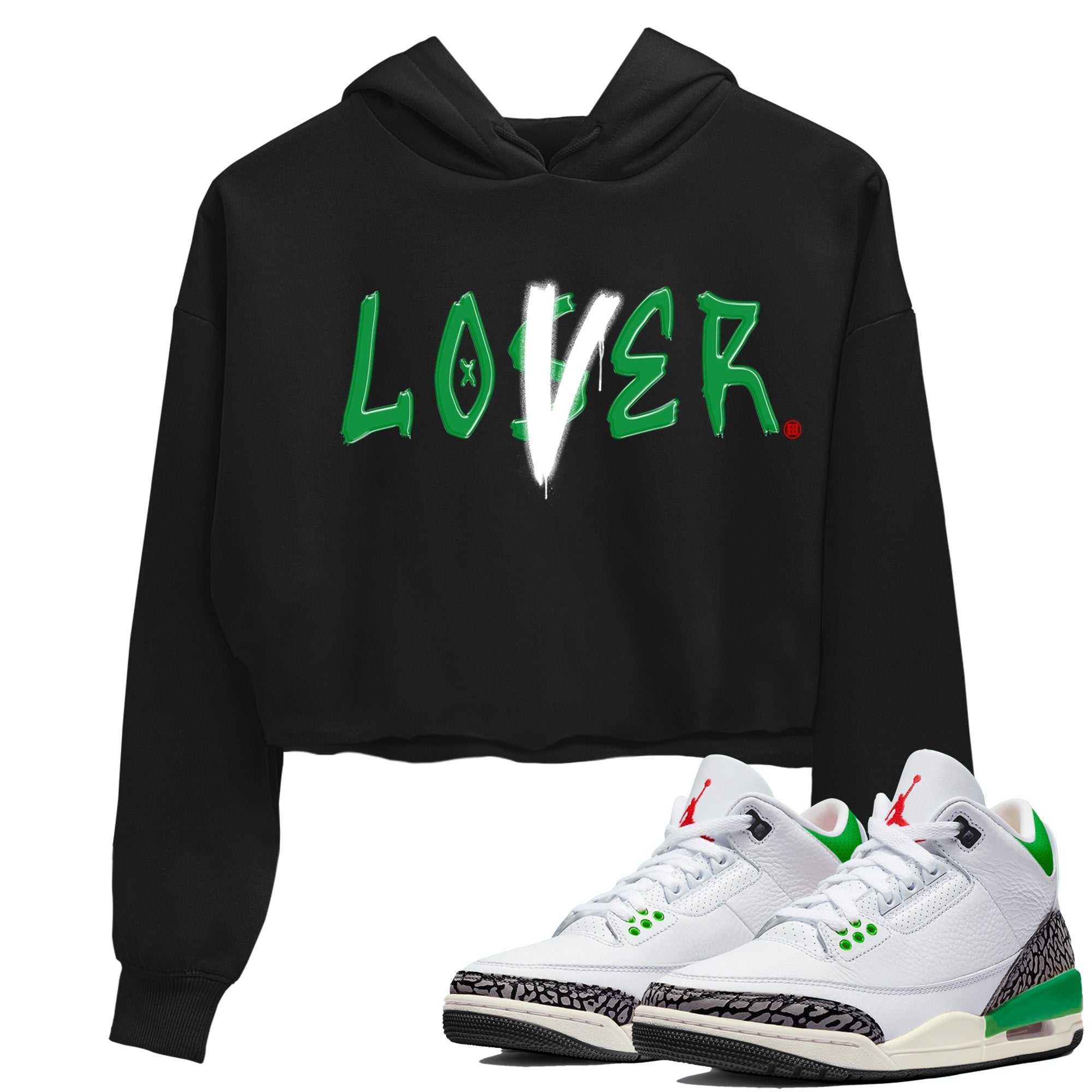 Air Jordan 3 Lucky Green Sneaker Match Tees Loser Lover Streetwear Sneaker Shirt Jordan 3 Retro Lucky Green Sneaker Release Tees Women's Shirts Black 1
