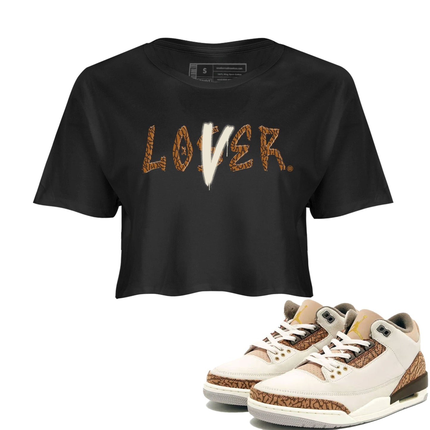 Air Jordan 3 Palomino shirt to match jordans Loser Lover Streetwear Sneaker Shirt Jordan 3 Retro Palomino Drip Gear Zone Sneaker Matching Clothing Black 1 Crop T-Shirt