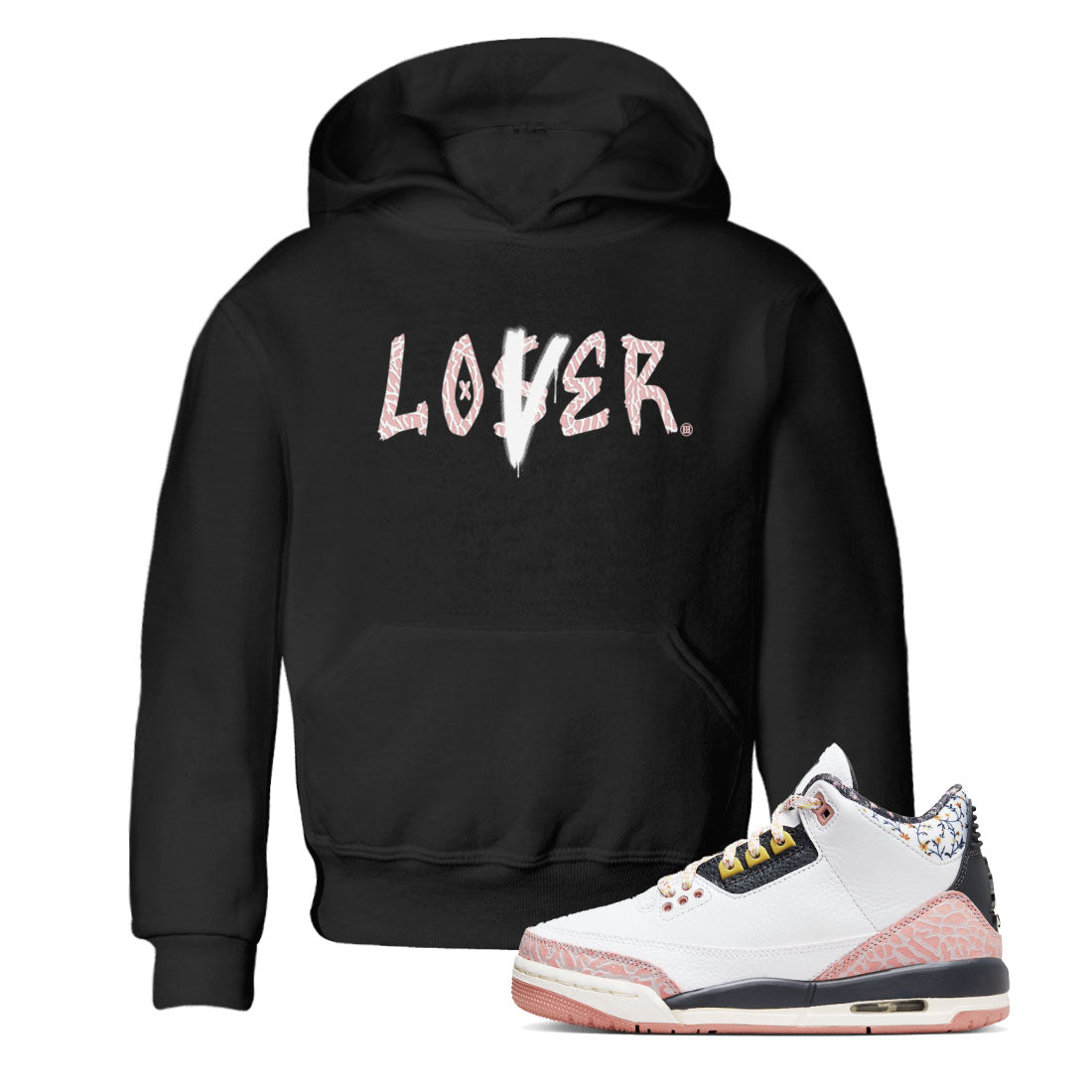 Air Jordan 3 GS Vintage Floral shirt to match jordans Loser Lover sneaker tees 3s Vintage Floral Drip Gear Zone baby toddler Black 1 cotton Shirt