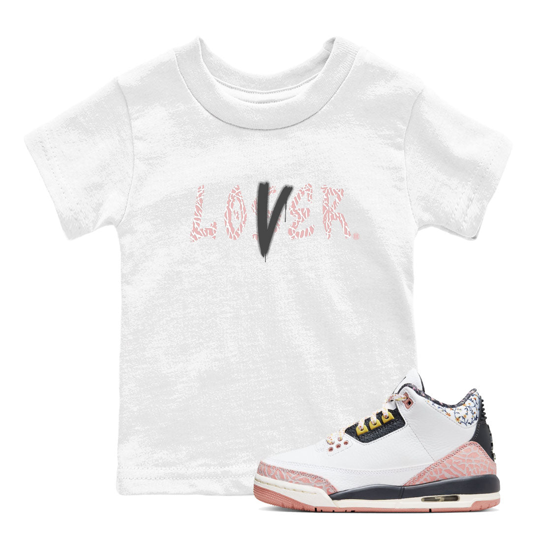 Air Jordan 3 GS Vintage Floral shirt to match jordans Loser Lover sneaker tees 3s Vintage Floral Drip Gear Zone baby toddler White 1 cotton Shirt