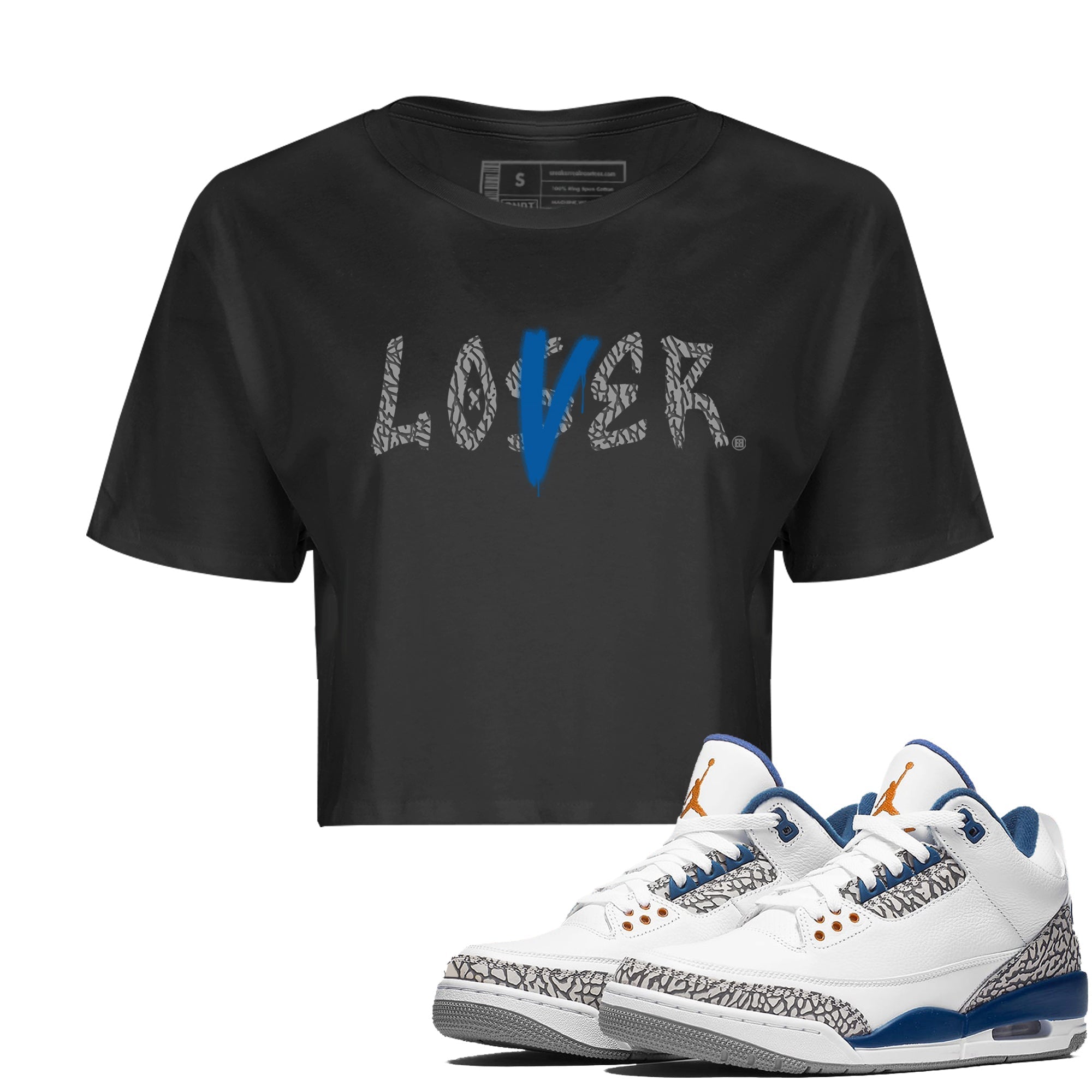 Air Jordan 3 Wizards Sneaker Match Tees Loser Lover Sneaker Tees 3s Wizards T-Shirt Women's Shirts Black 1